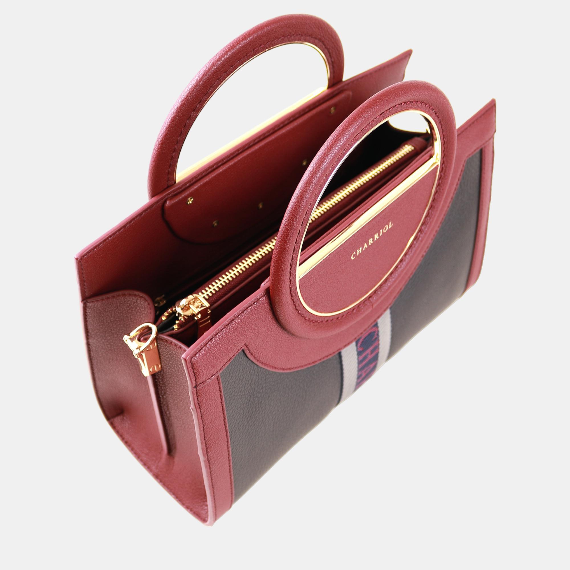 Charriol Bordeaux Leather Deauville Handbag