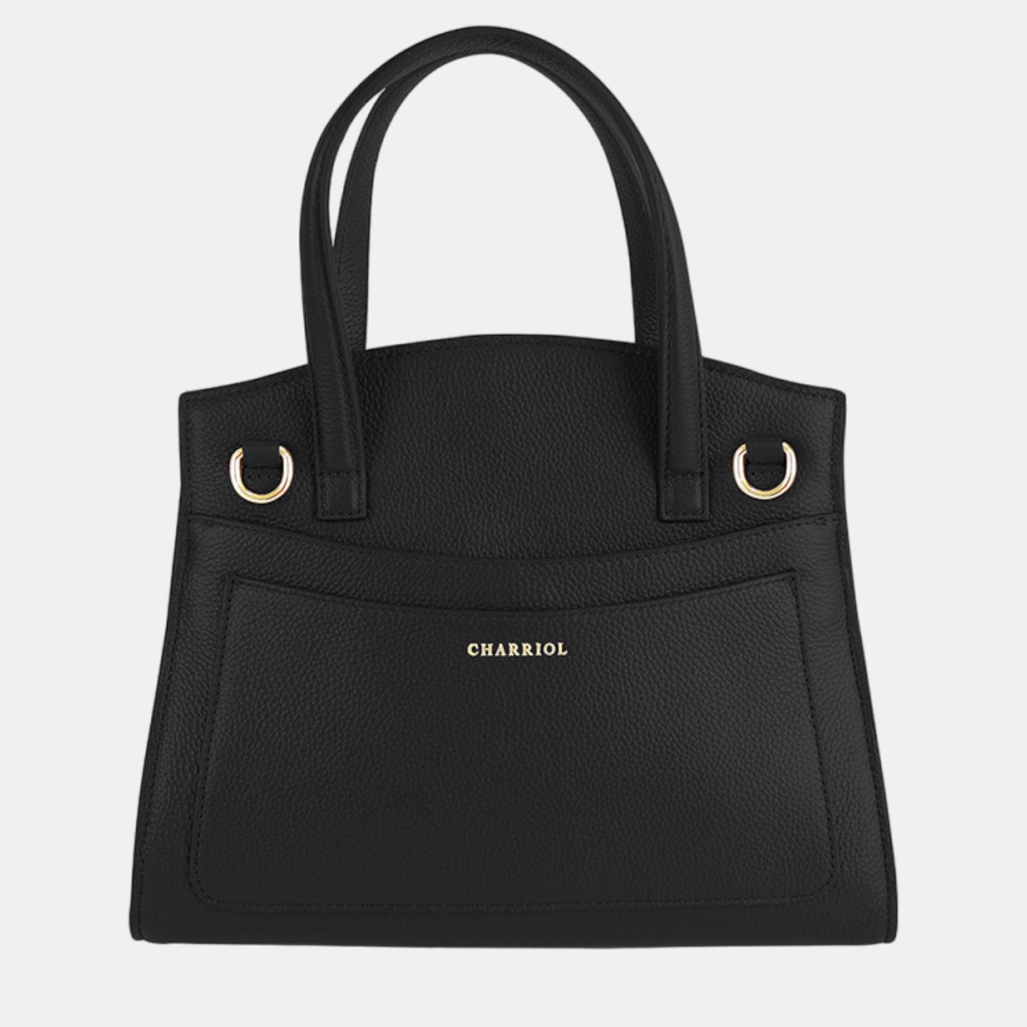 Charriol Black  Leather Deauville Handbag