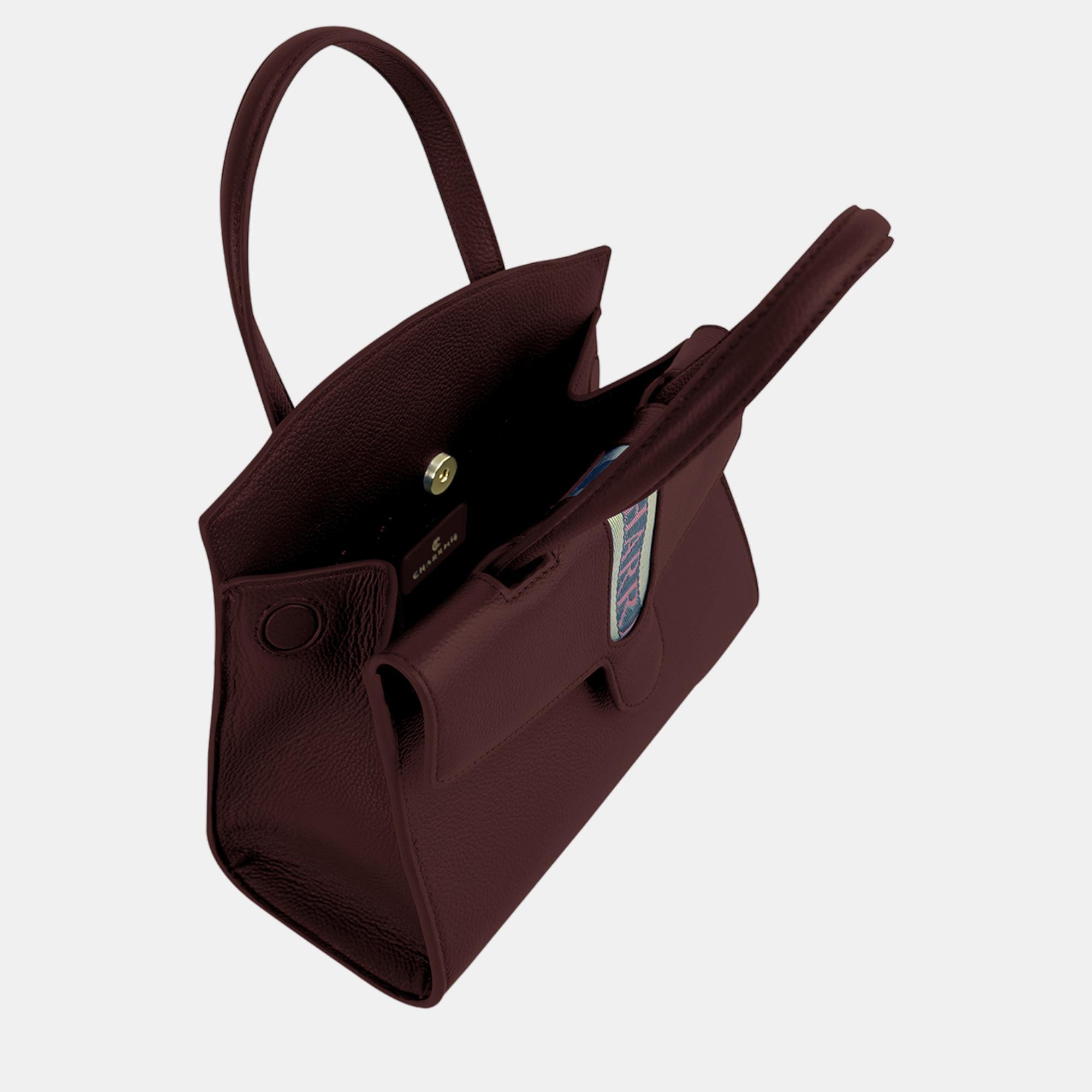 Charriol Bordeaux Leather Deauville Handbag