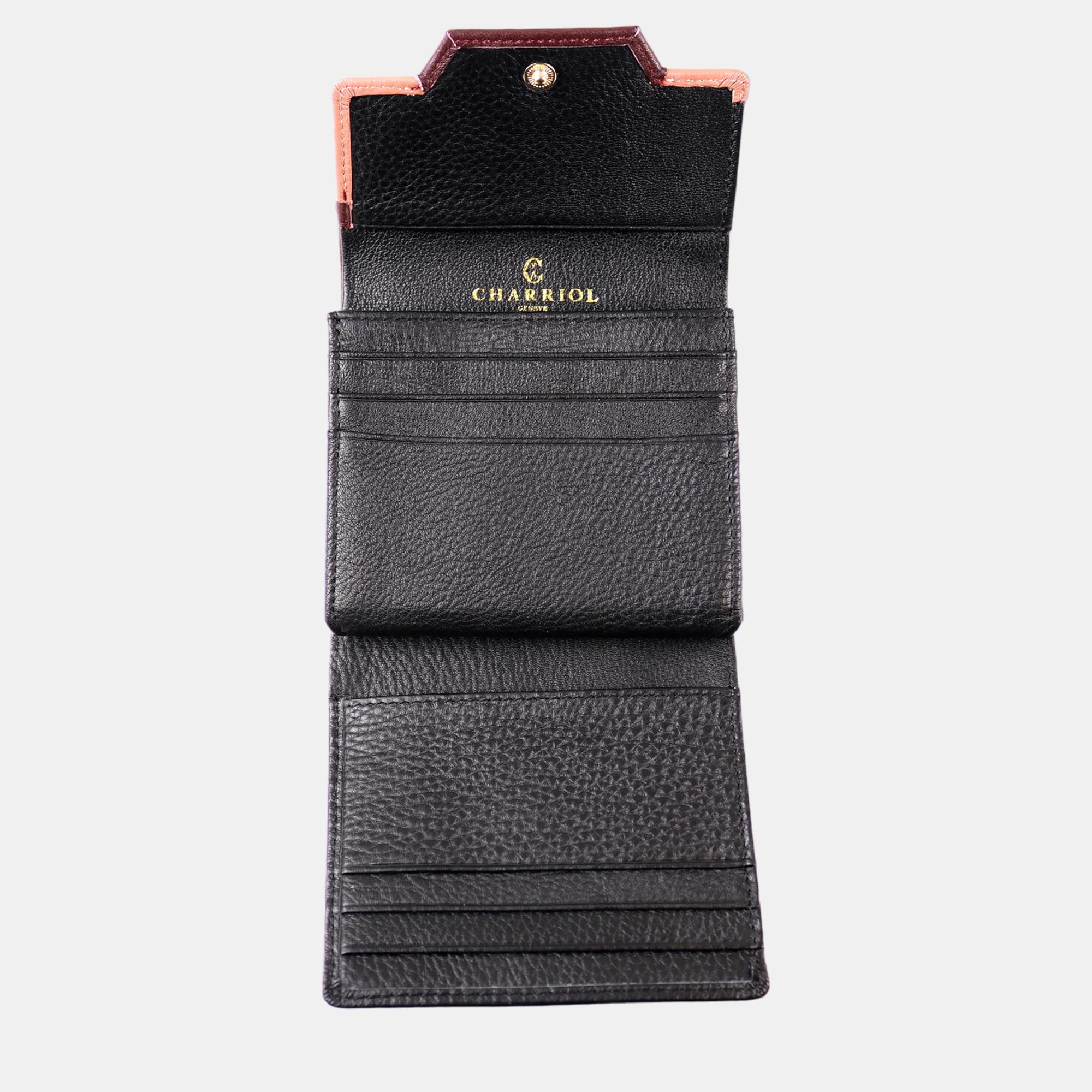 Charriol Black/Dark Pink Leather Forever Wallet