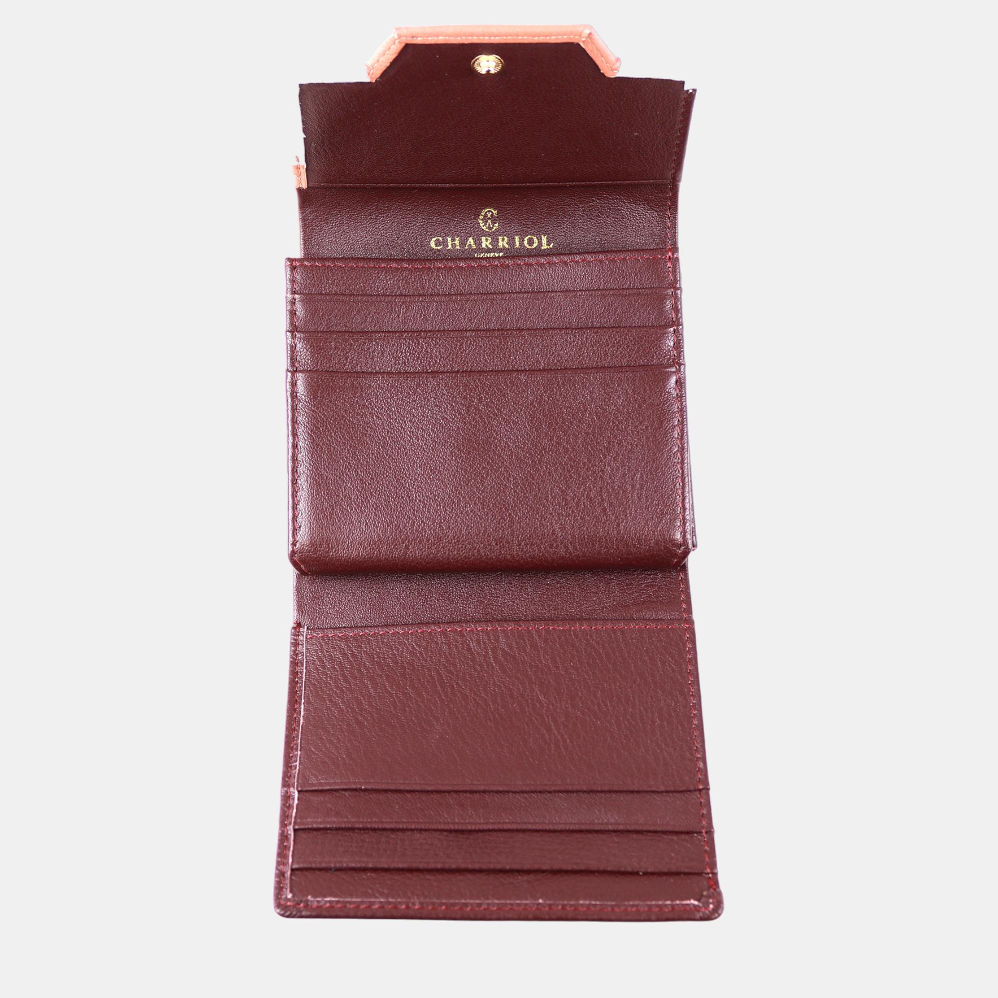 Charriol Wine/Cream Leather Forever Wallet