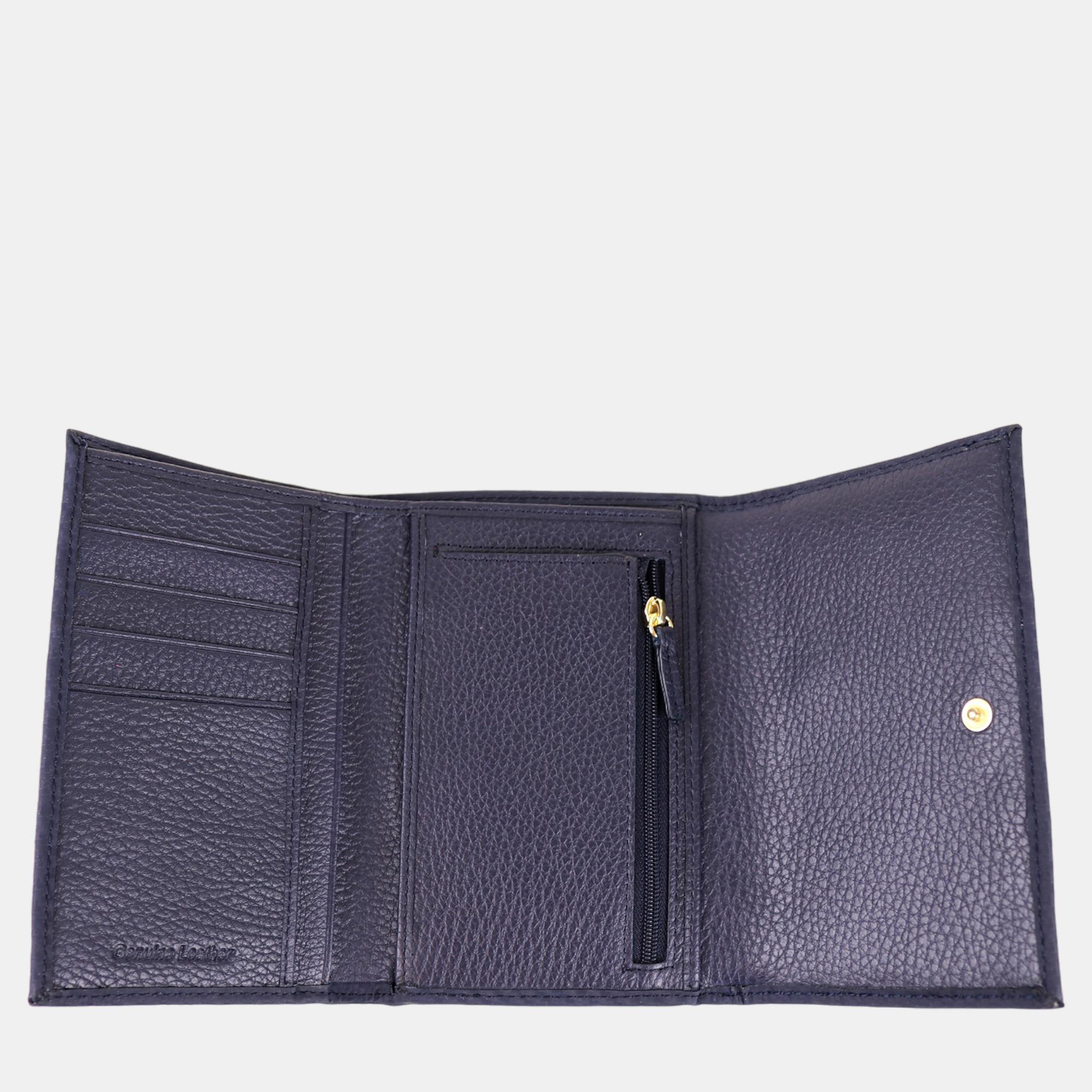 Charriol Blue Leather Carbon Wallet