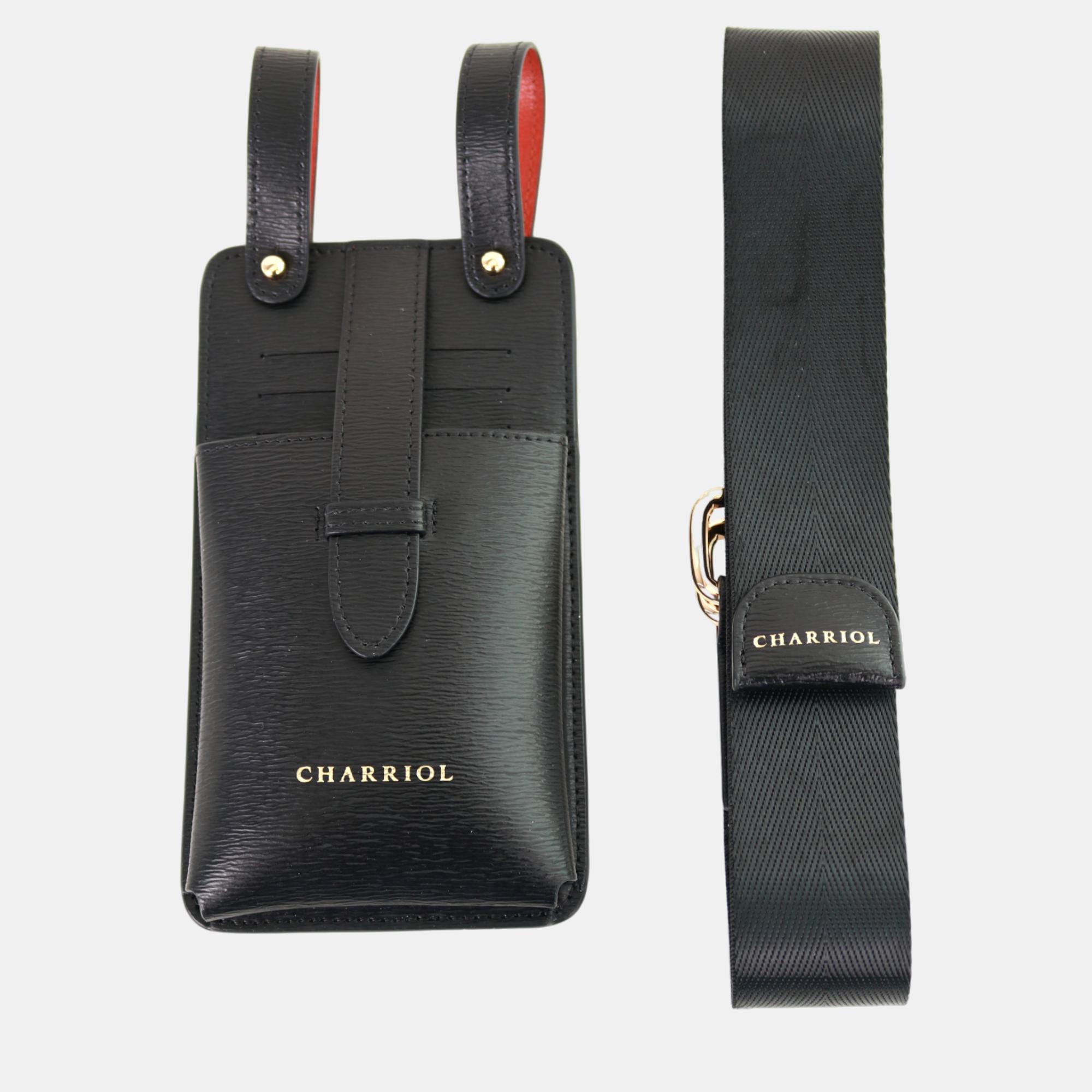 Charriol Black / Orange Leather  Mobile Accessories