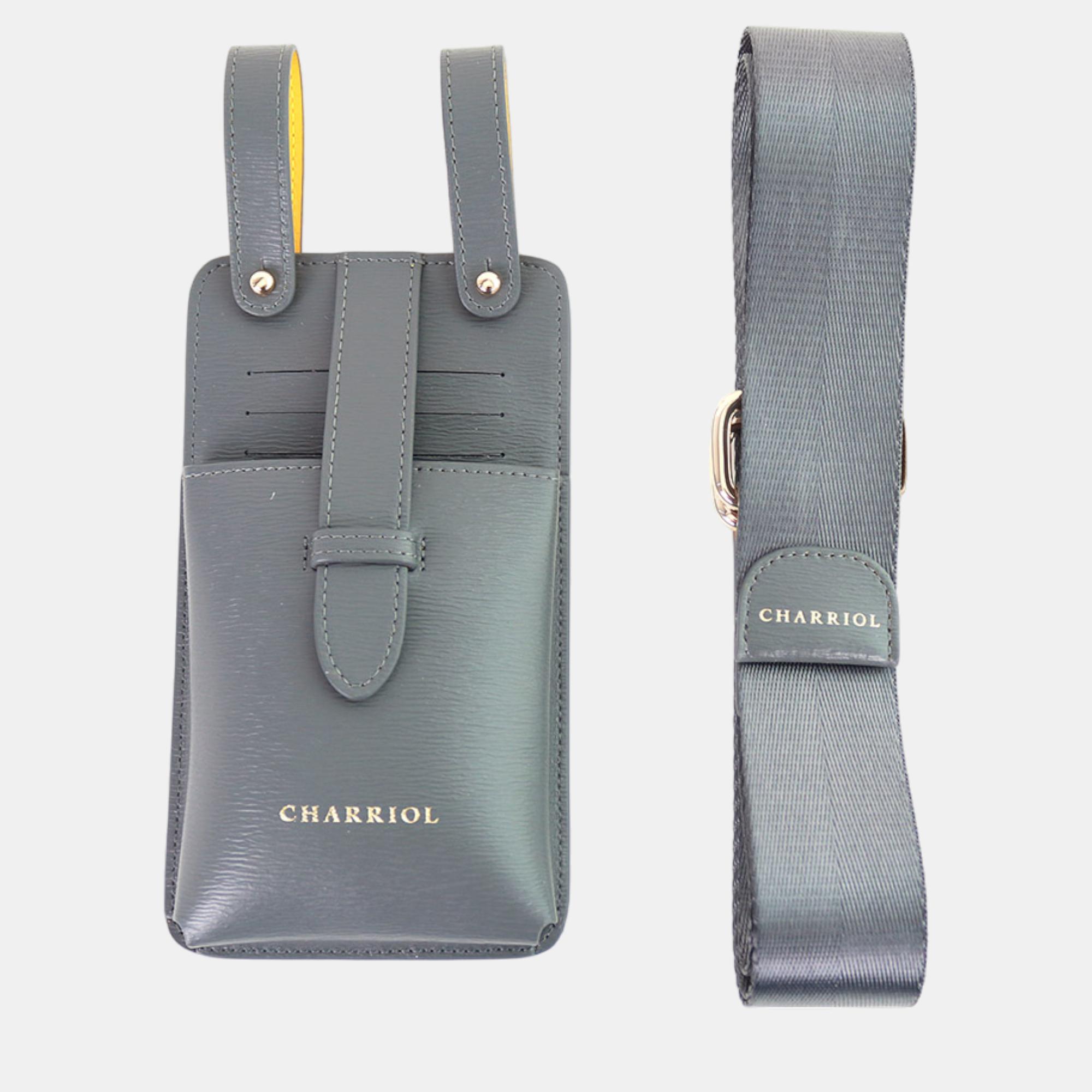 Charriol Grey / Yellow Leather  Mobile Accessories