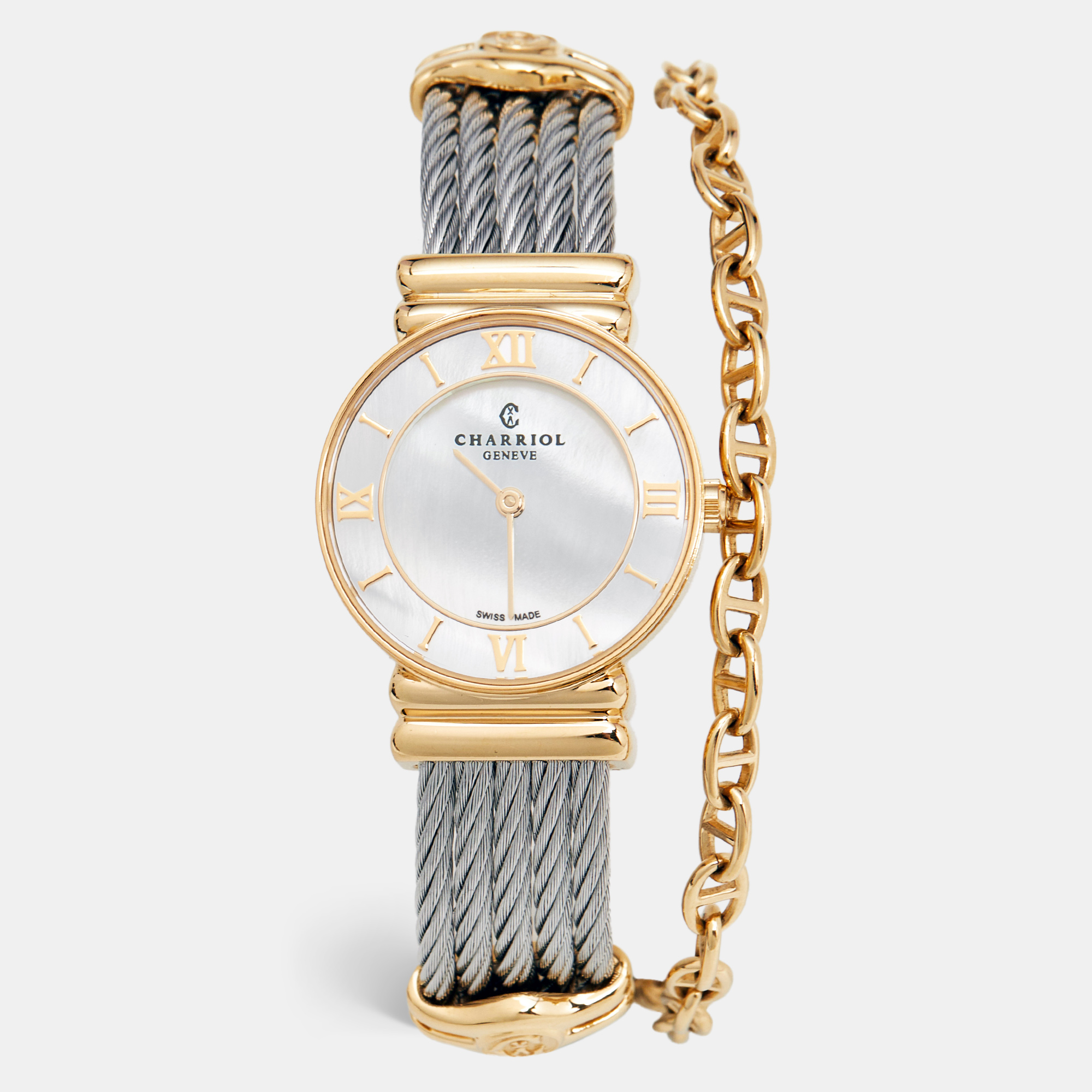 Charriol Mother Of Pearl Two-Tone Stainless Steel ST-Tropez Ref.028/3 Women's Wristwatch, Silver
Charriol Mother Of Pearl Two-Tone Stainless Steel ST-Tropez Ref.028/3 Women's Wristwatch, Silver
