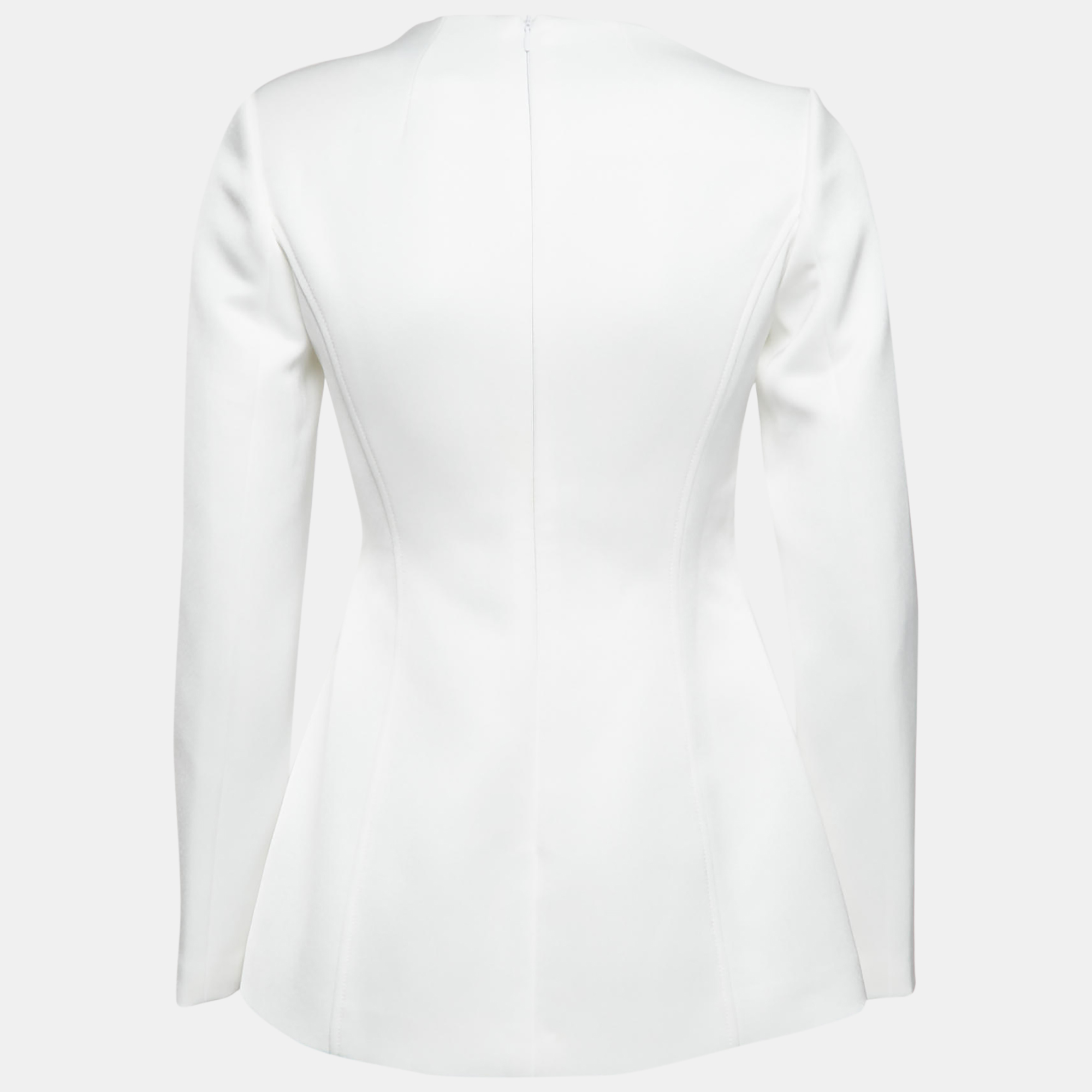 Chats By C.Dam White Crepe Asymmetric Shoulder Esther Blazer S