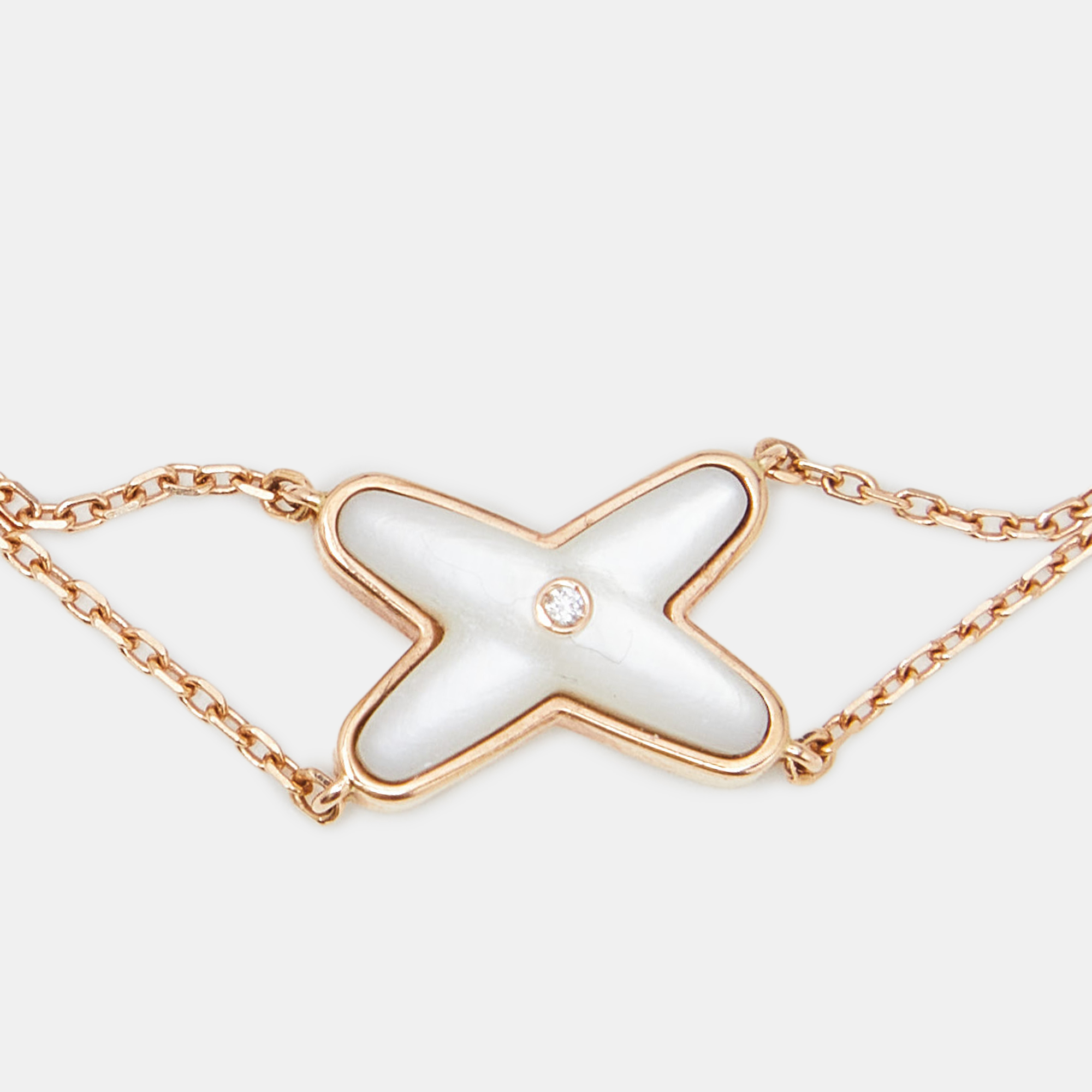 Chaumet Jeux De Liens Mother Of Pearl Diamond 18k Rose Gold Bracelet