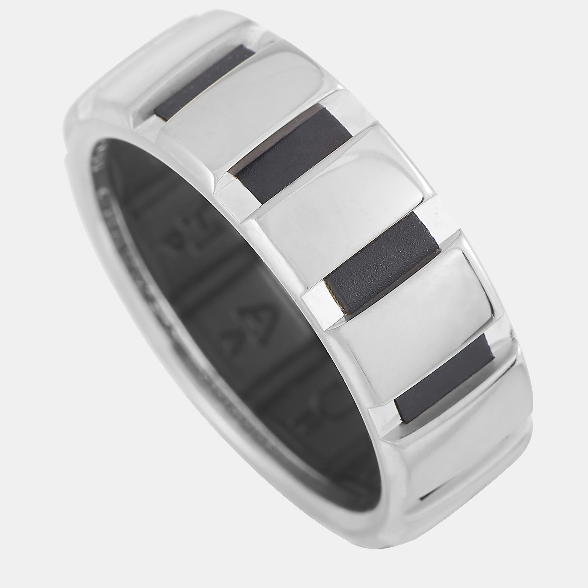 Chaumet 18k white gold black rubber band ring