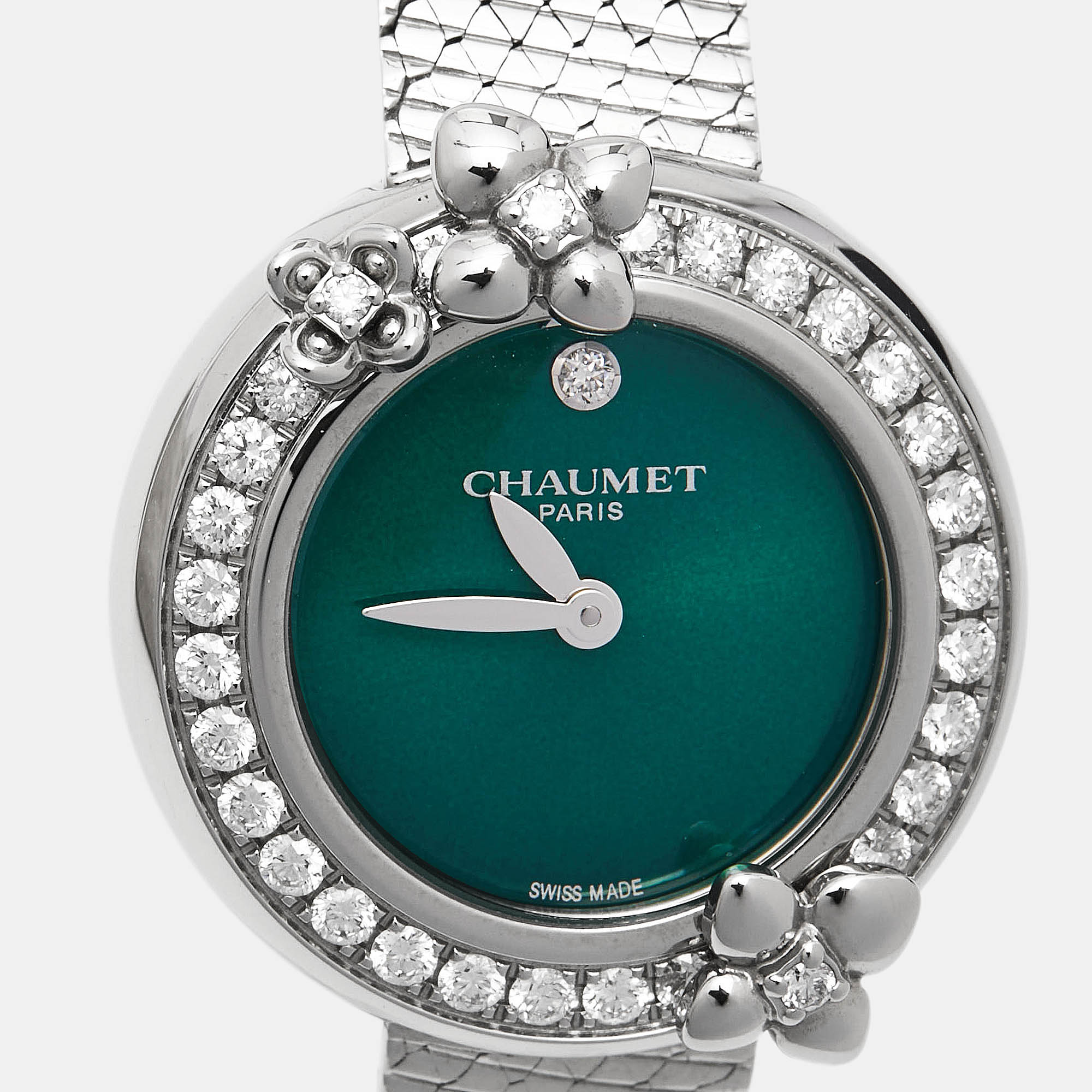 Chaumet Green Stainless Steel Diamond Hortensia Eden W83880-001 Women's Wristwatch 22 Mm