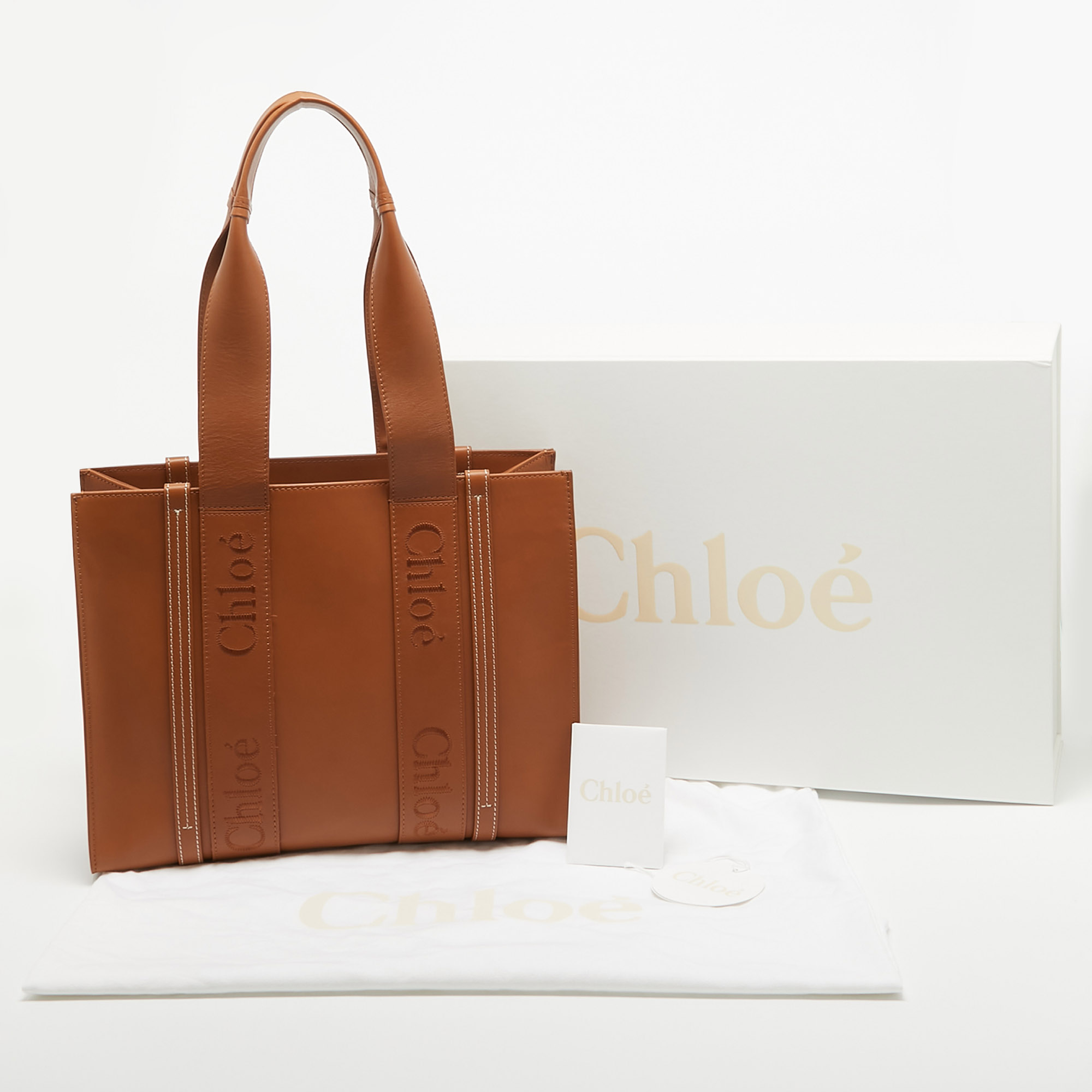 Chloe Caramel Leather Medium Woody Tote