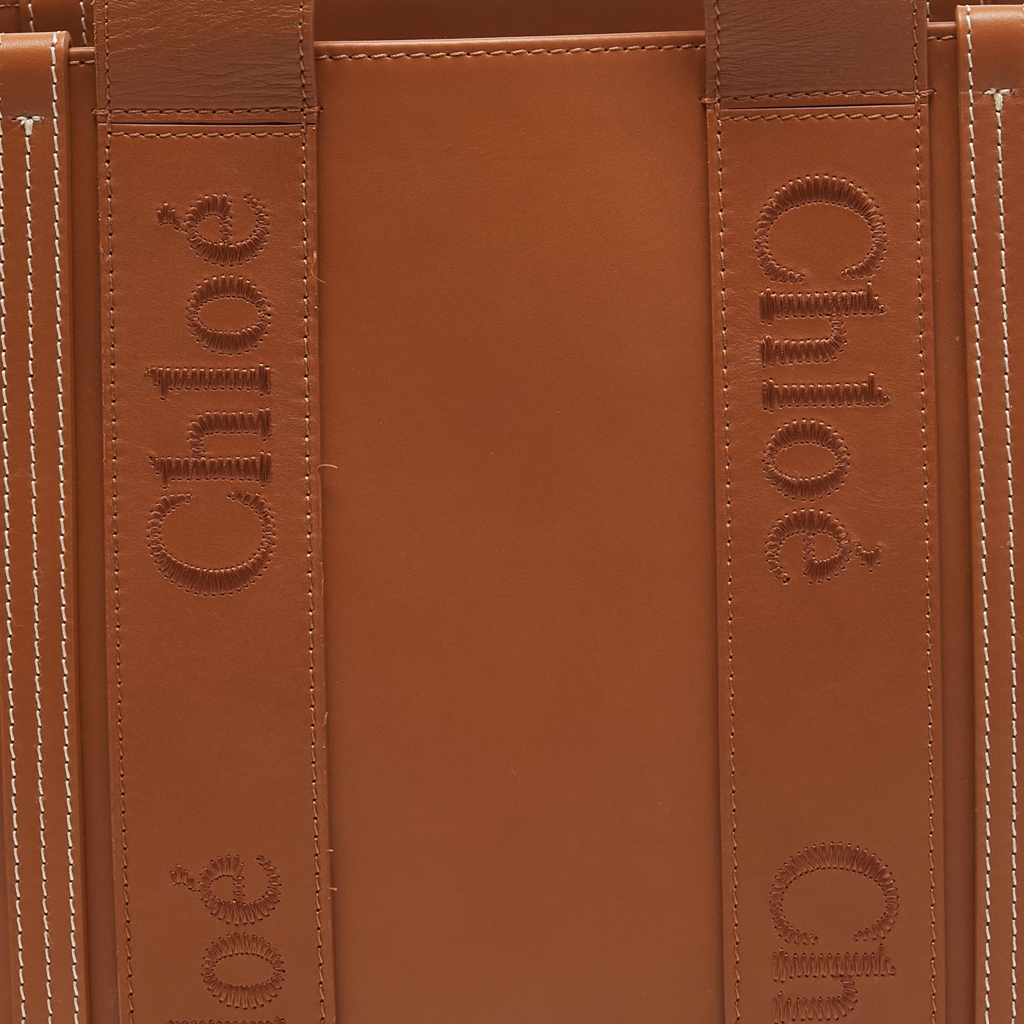 Chloe Caramel Leather Medium Woody Tote