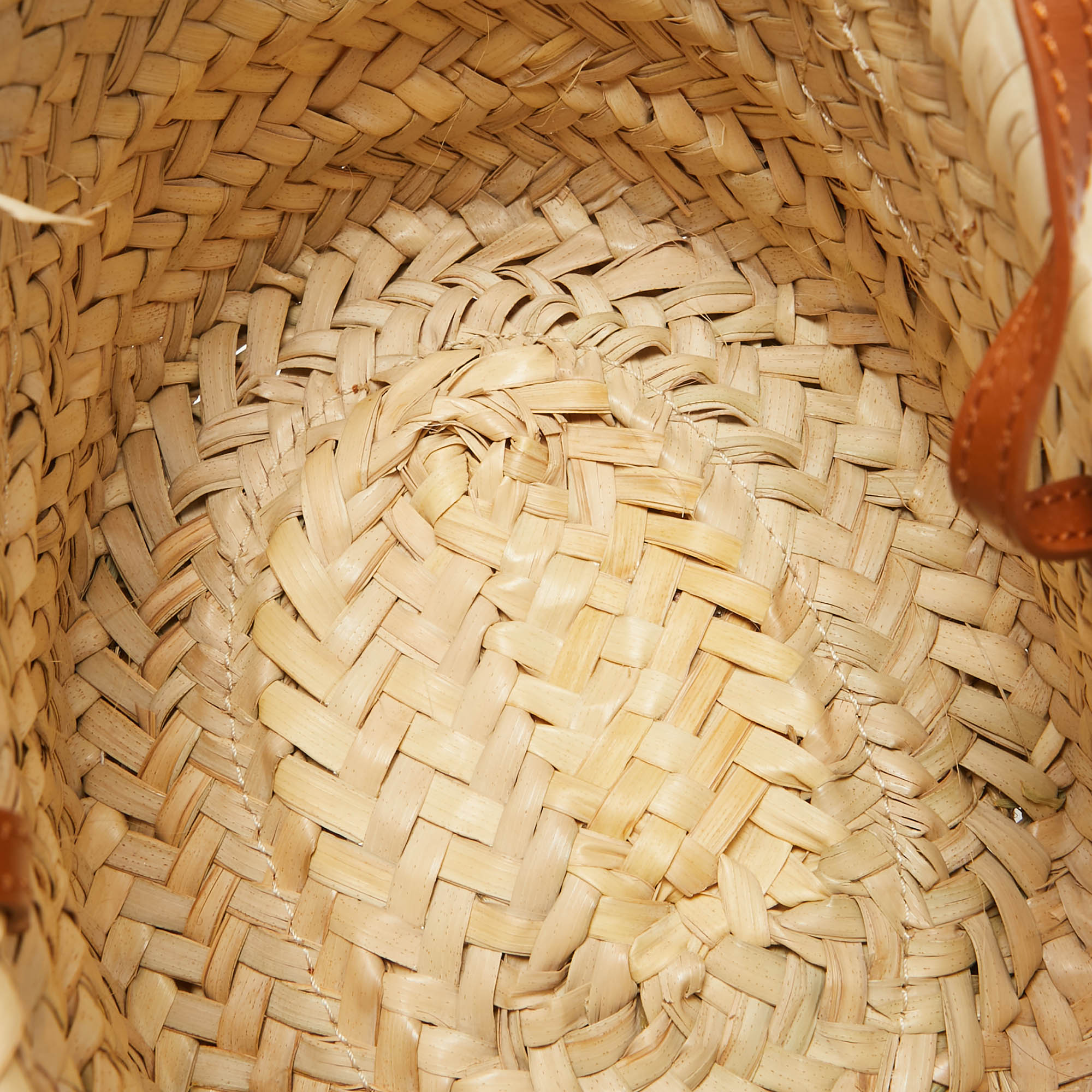 Chloé  Brown/Cream Woven Raffia And Leather Small Sense Basket Bag