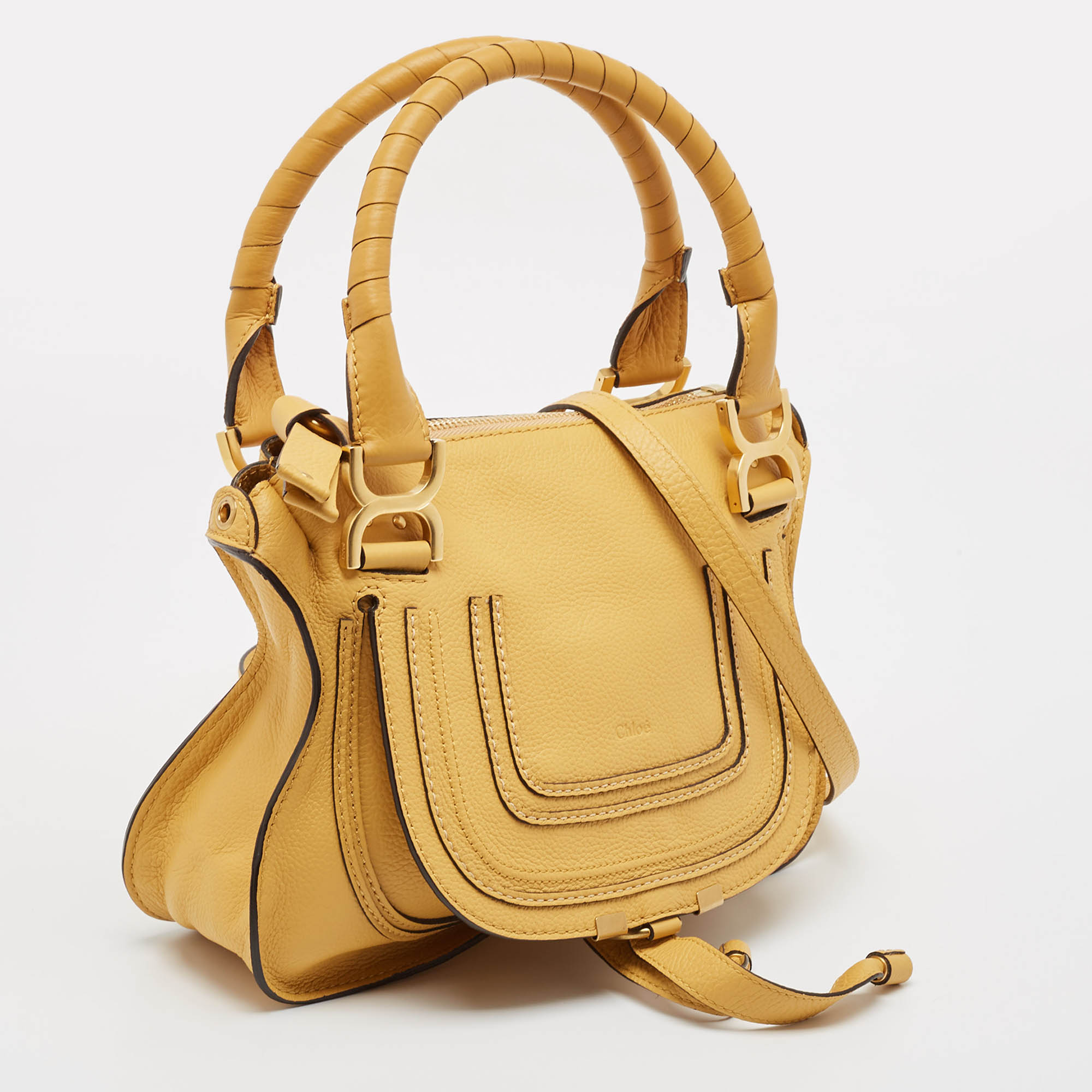 Chloé Yellow Leather Small Marcie Shoulder Bag