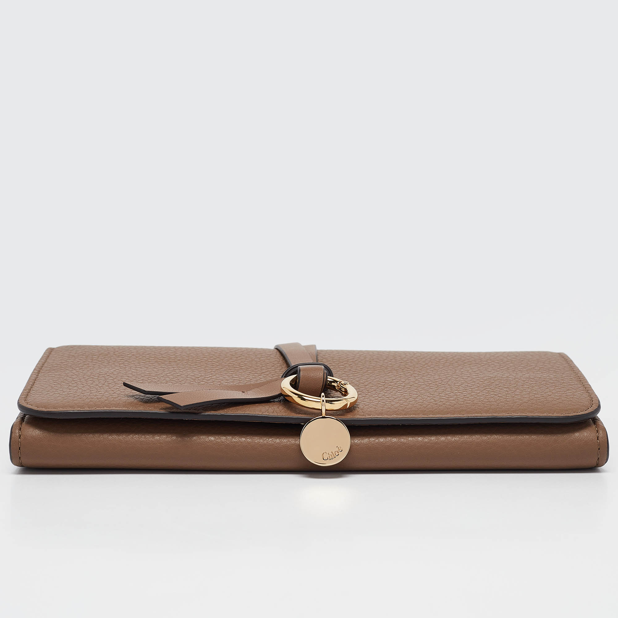 Chloe Brown Grained Leather Alphabet Flap Continental Wallet