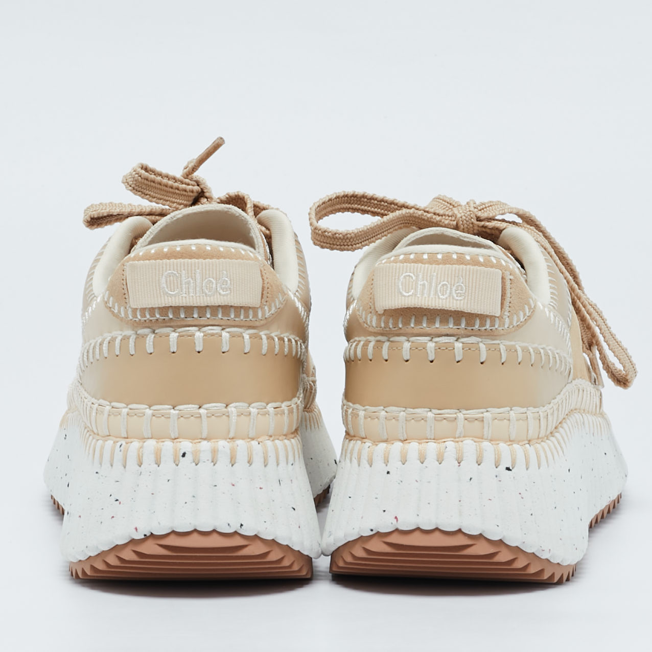 Chloe Beige Suede And Leather Nama Sneakers Size 39