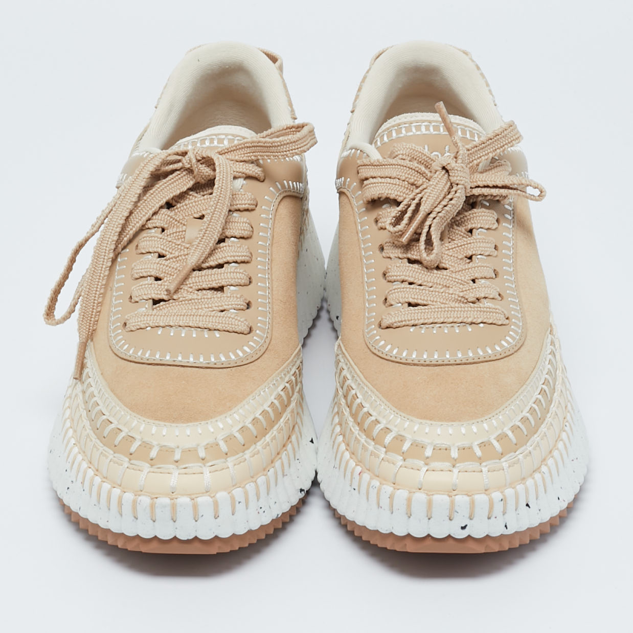 Chloe Beige Suede And Leather Nama Sneakers Size 39