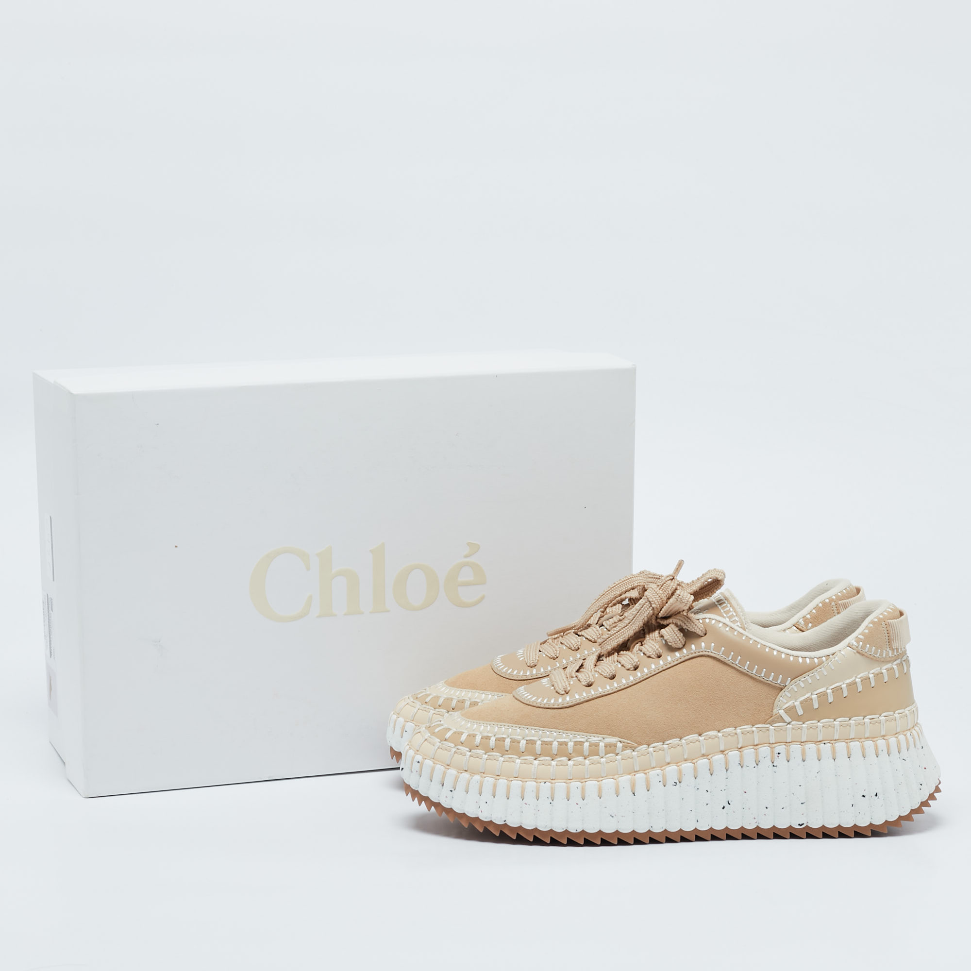 Chloe Beige Suede And Leather Nama Sneakers Size 39