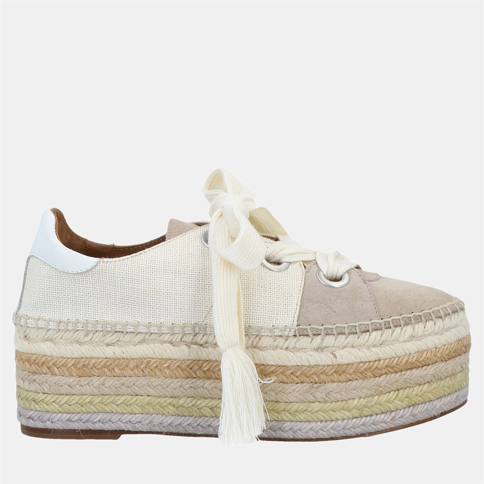 Chloe suede and canvas espadrille sneakers size 40