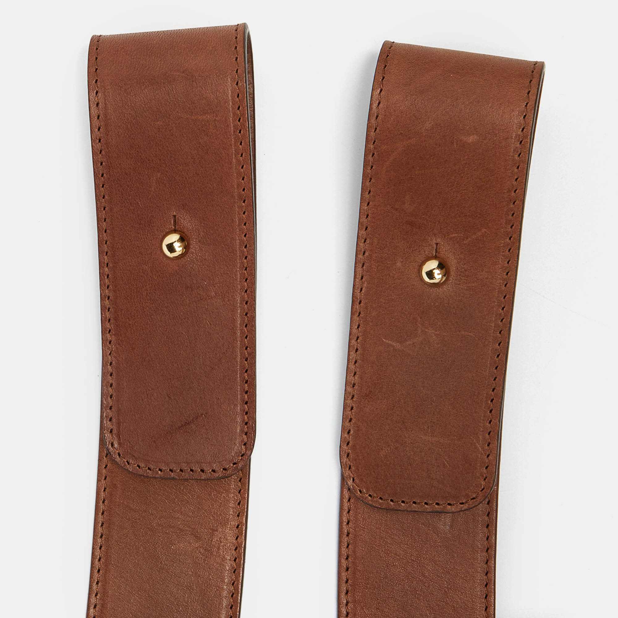 Chloe Brown Leather And Elastic Band Waist Belt