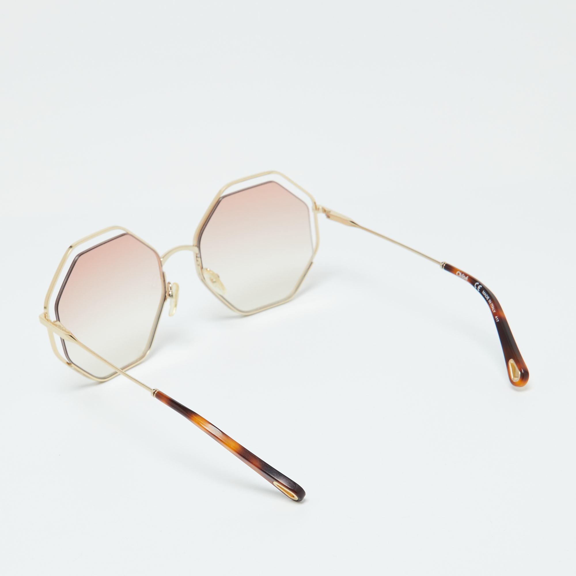 Chloe Gold Tone/Pink Gradient CE132S Poppy Octagonal Sunglasses