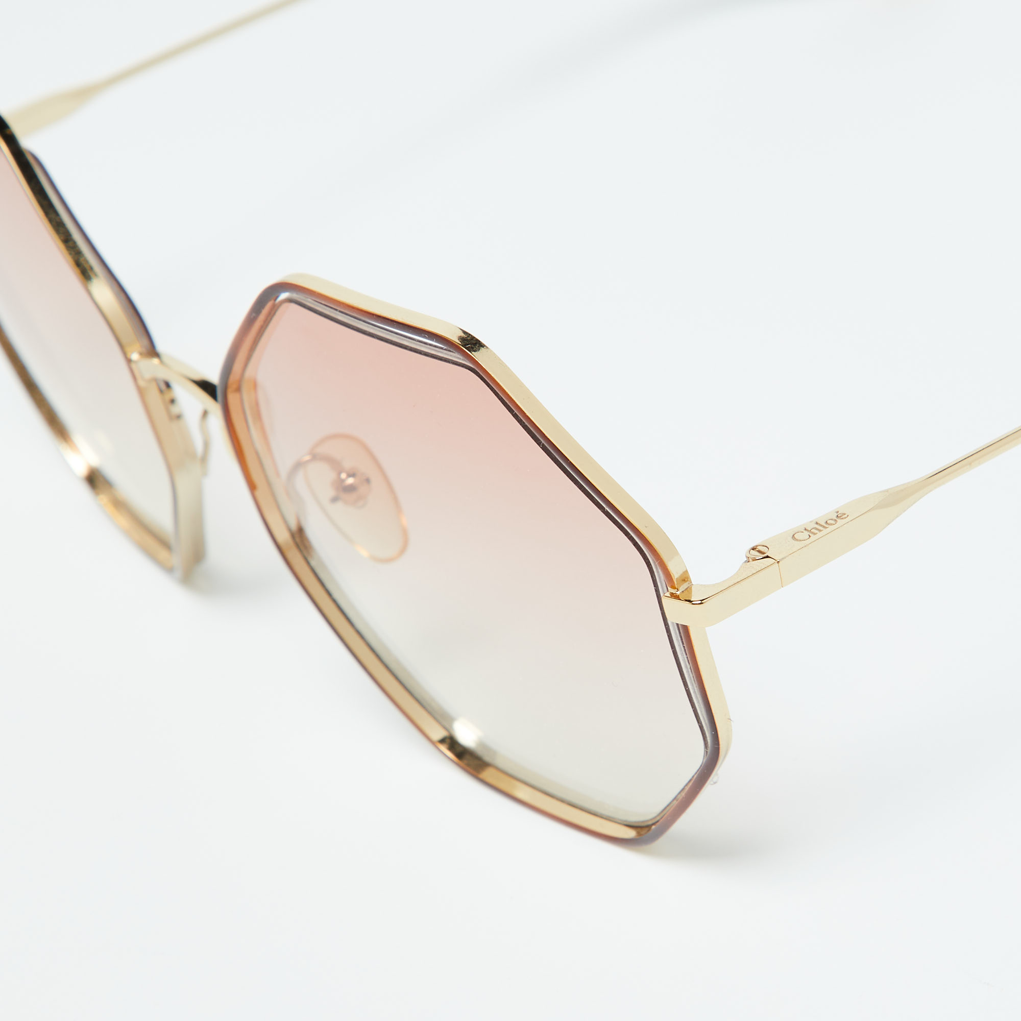 Chloe Gold Tone/Pink Gradient CE132S Poppy Octagonal Sunglasses