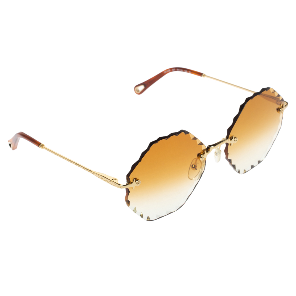 Image of Chlo&eacute; Gold Tone/ Brown Gradient CES Rosie Octagonal Sunglasses