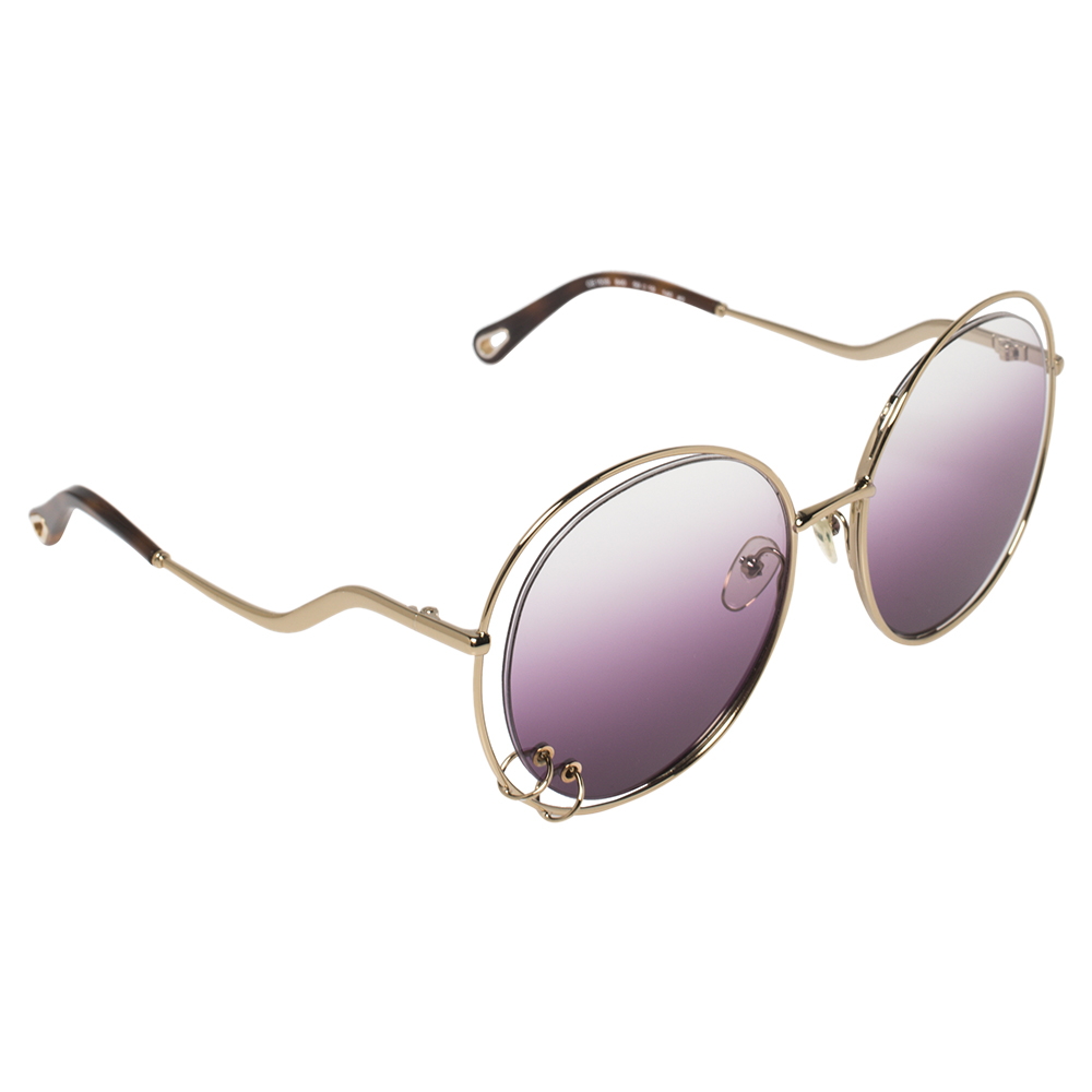 Chloe Purple/Gold CE 153S Gradient Oversized Round Sunglasses