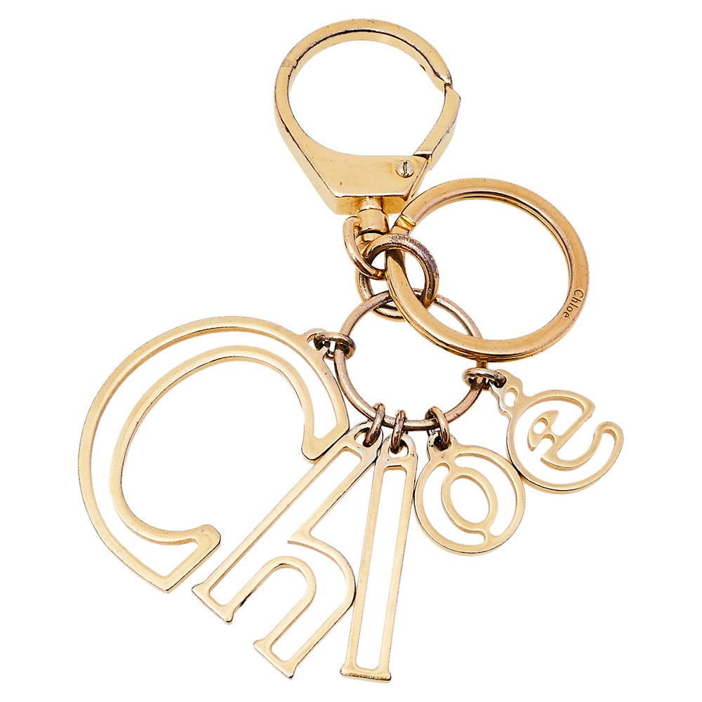 Chloe Gold Tone Logo Bag Charm/ Key Ring