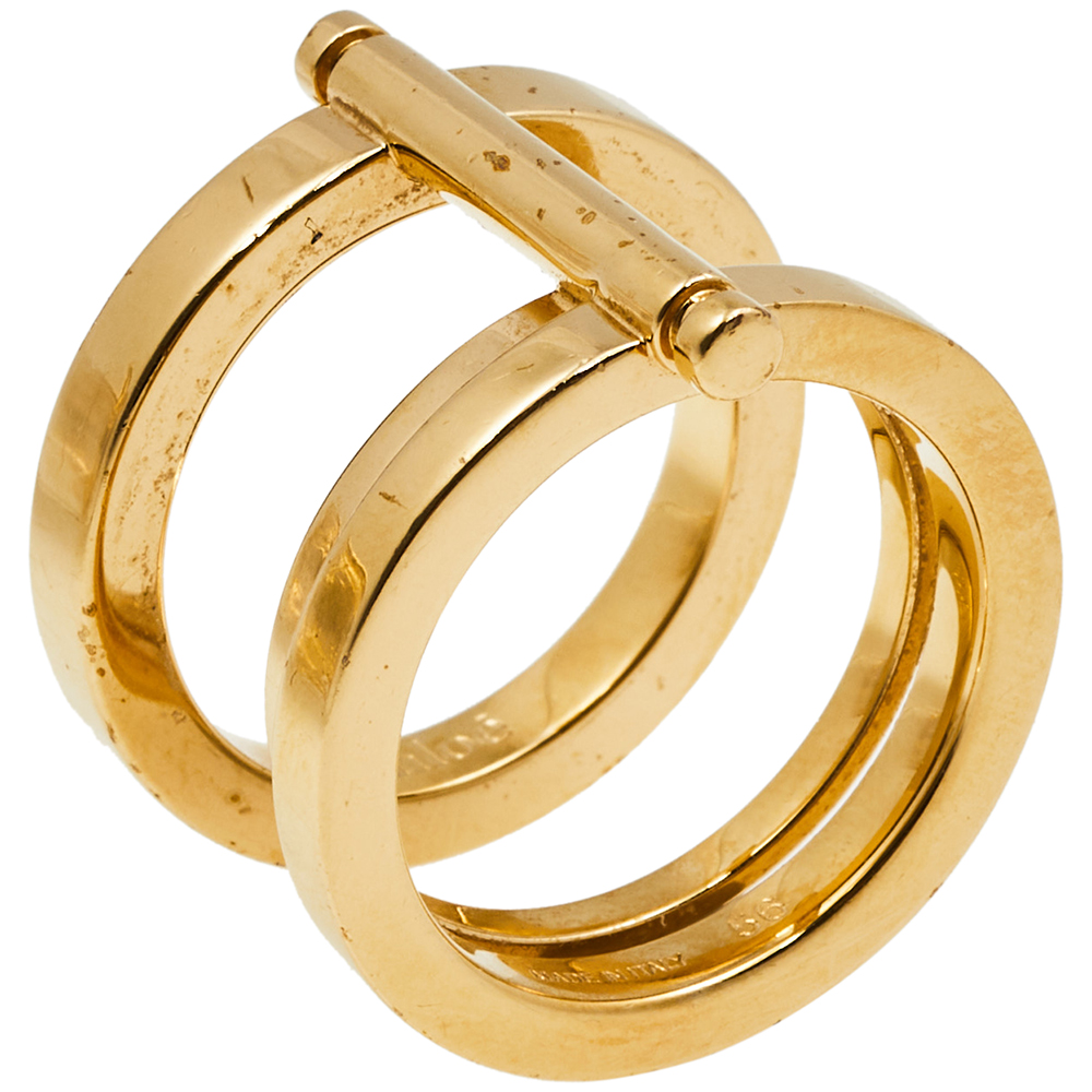 Chloe Gold Tone Metal Layered Ring