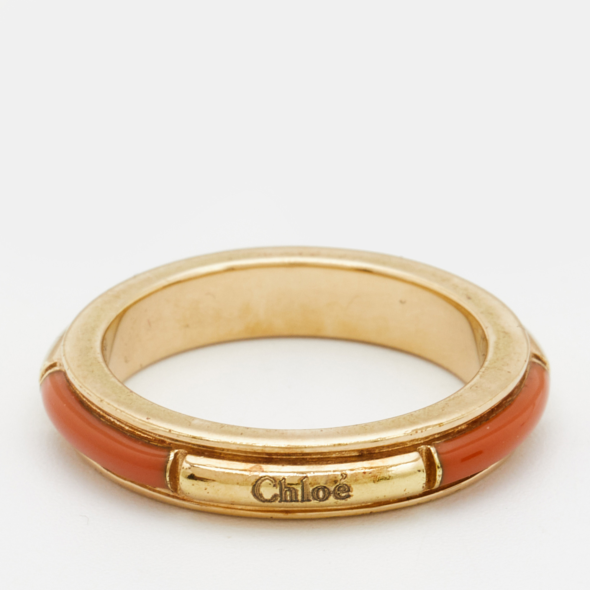 Chloe Enamel Gold Band Ring Size 52