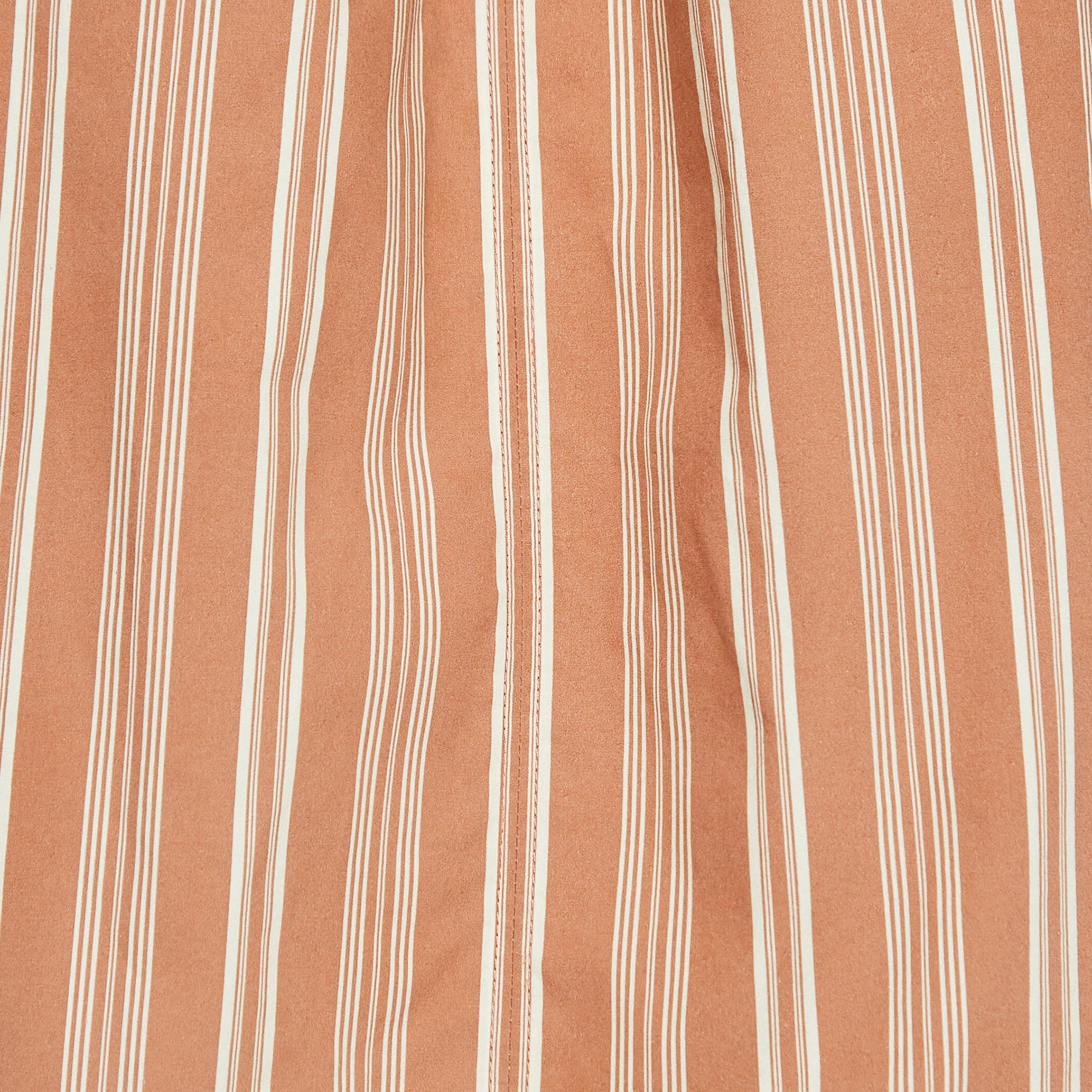 Chloe Brown Stripe Print Silk Neck Tie Up Top M