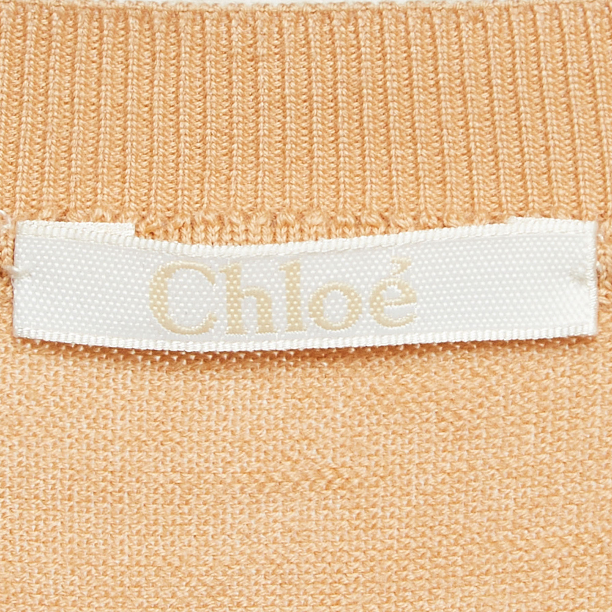 Chloe Beige Lace And Wool Short Sleeve Sweatshirt S