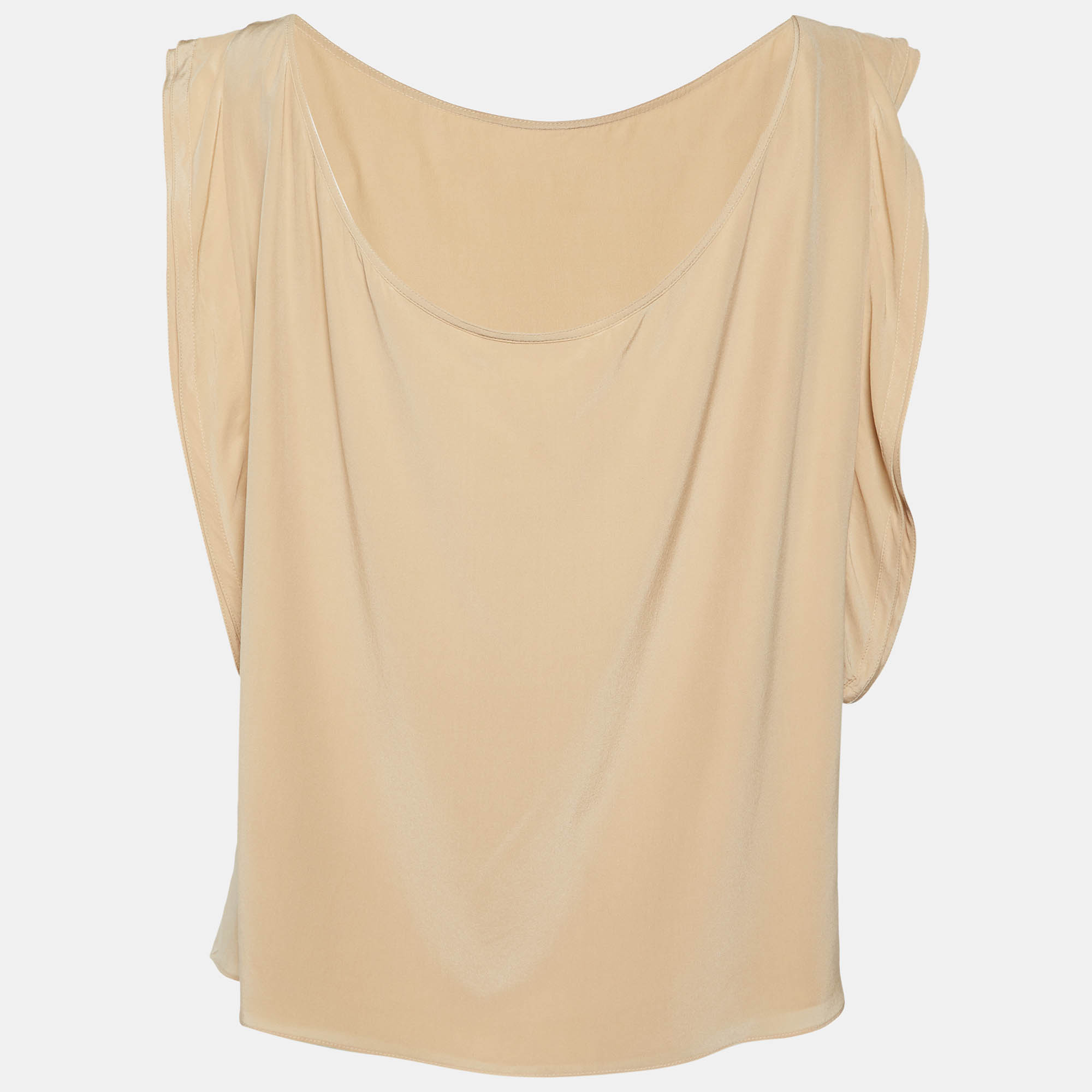 Chloe Peach/Beige Silk Sleeveless Top L