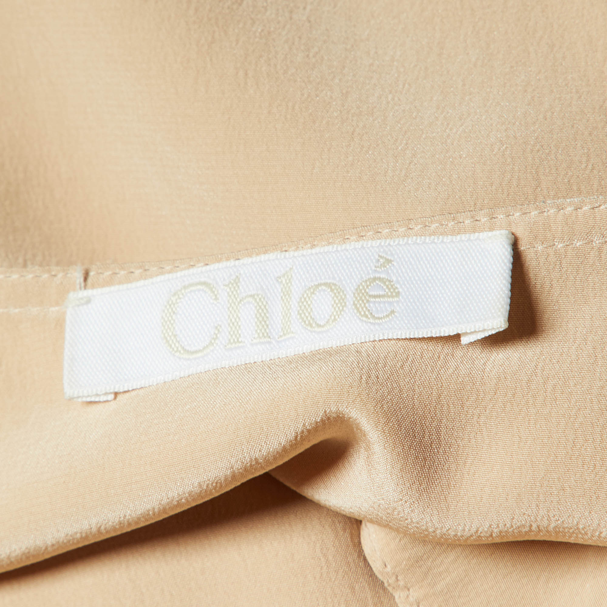 Chloe Peach/Beige Silk Sleeveless Top L