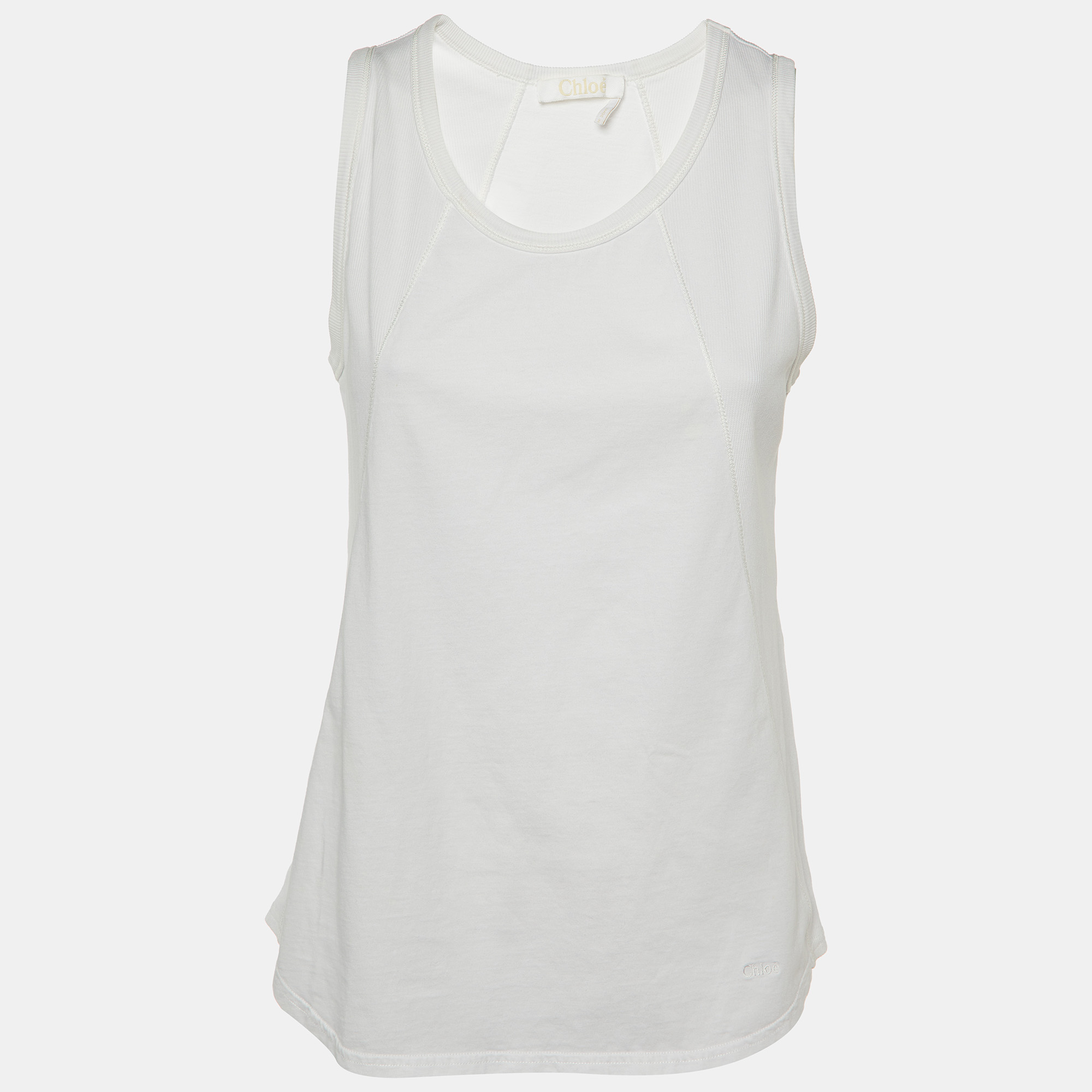 Chloe White Cotton Tank Top L