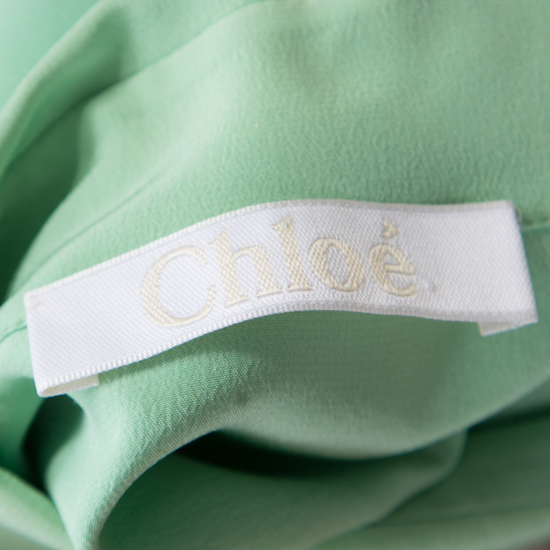 Chloe Green Silk Long Sleeve Blouse M