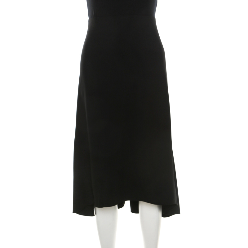 Image of Chlo&eacute; Black Crepe Knit Asymmetric Hem A Line Skirt M