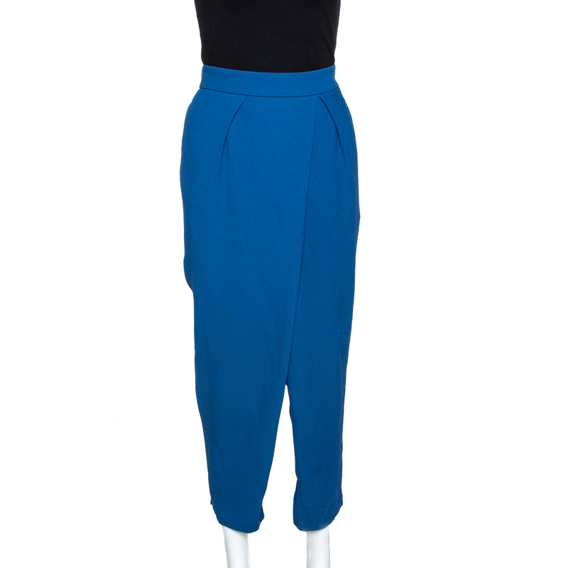 Image of Chlo&eacute; Ocean Blue Crepe Draped Culottes L