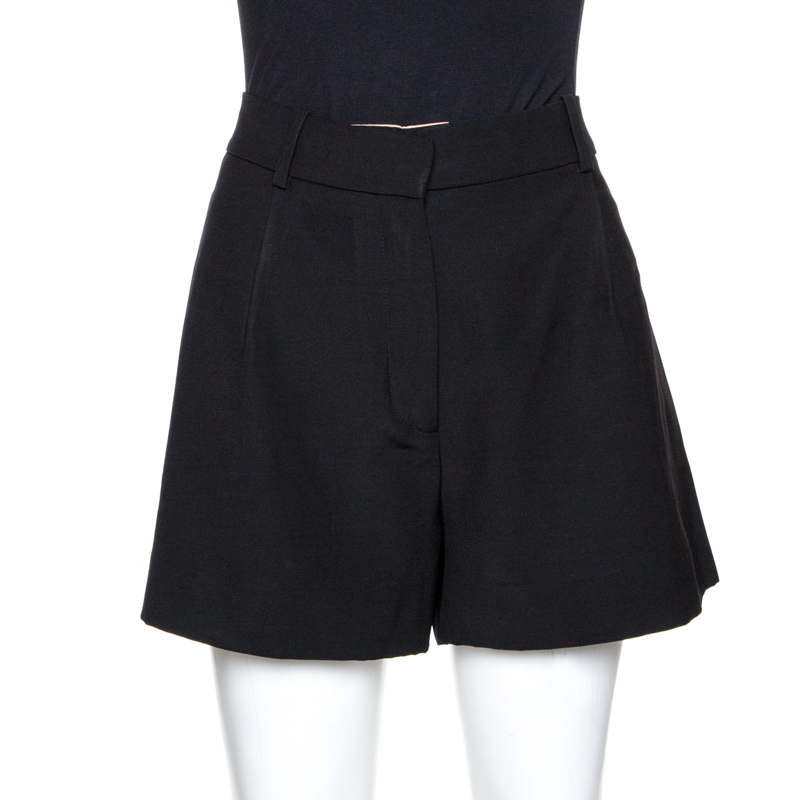 Image of Chlo&eacute; Black Crepe Iconic Pleated Shorts M