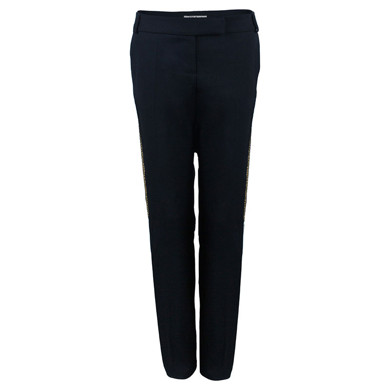 Image of Chloe Black Zardozi Embroidered Trousers M