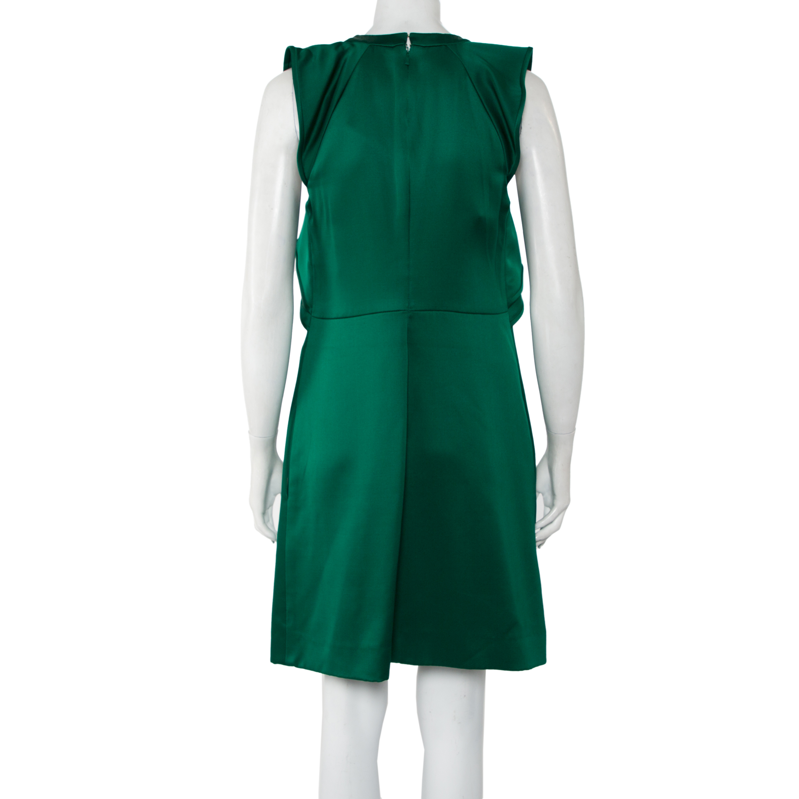Chloe Green Wool & Silk Ruffle Detail Sleeveless Mini Dress M