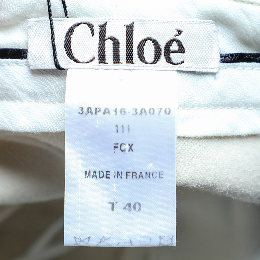 Chloe Cream Wool Side Trim Detail Parallel Trousers M