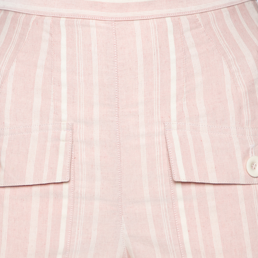 Chloe Light Pink Striped Pocketed Straight Leg Pants S