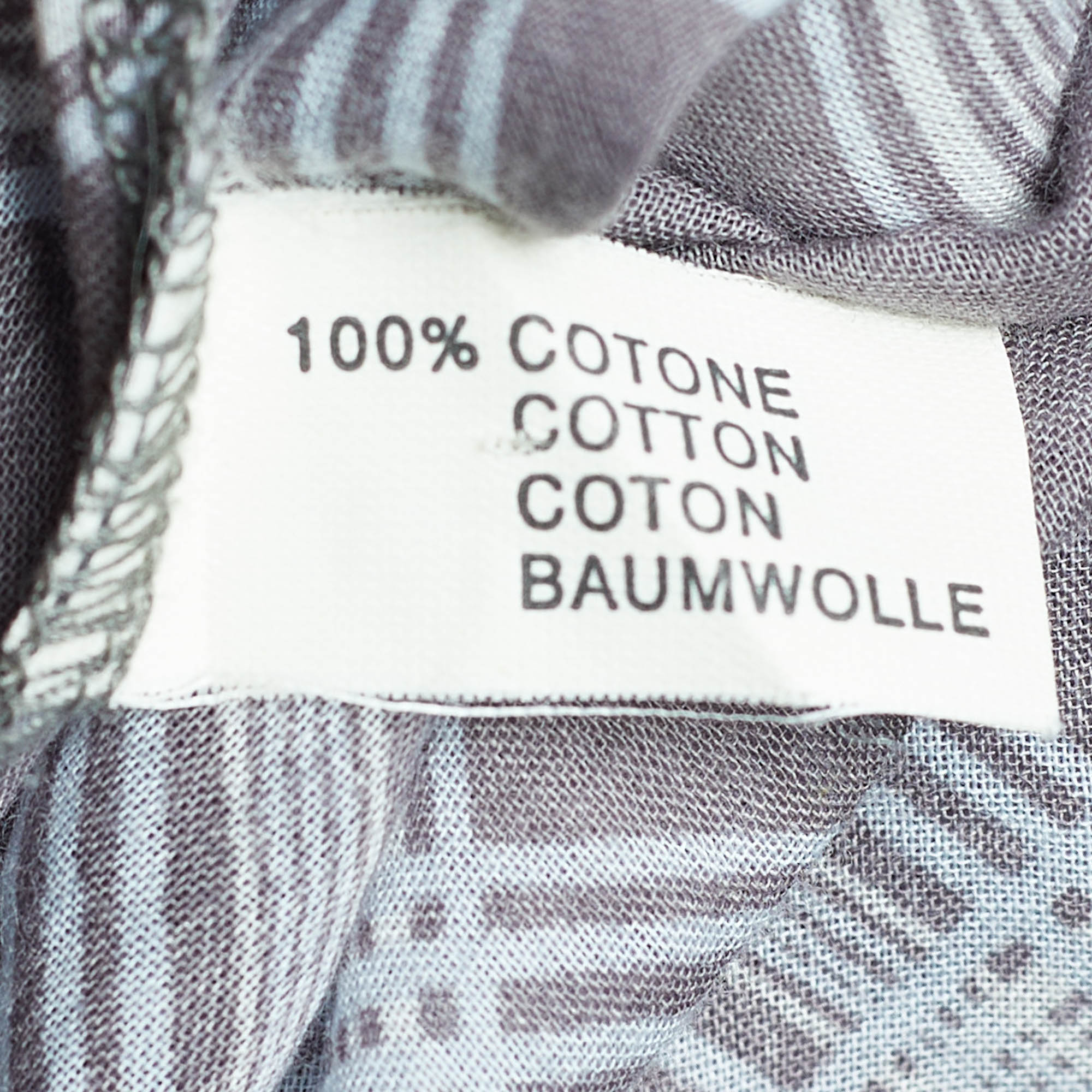 Chloe Grey Check Print Cotton Ruffle Detail Oversized Blouse L