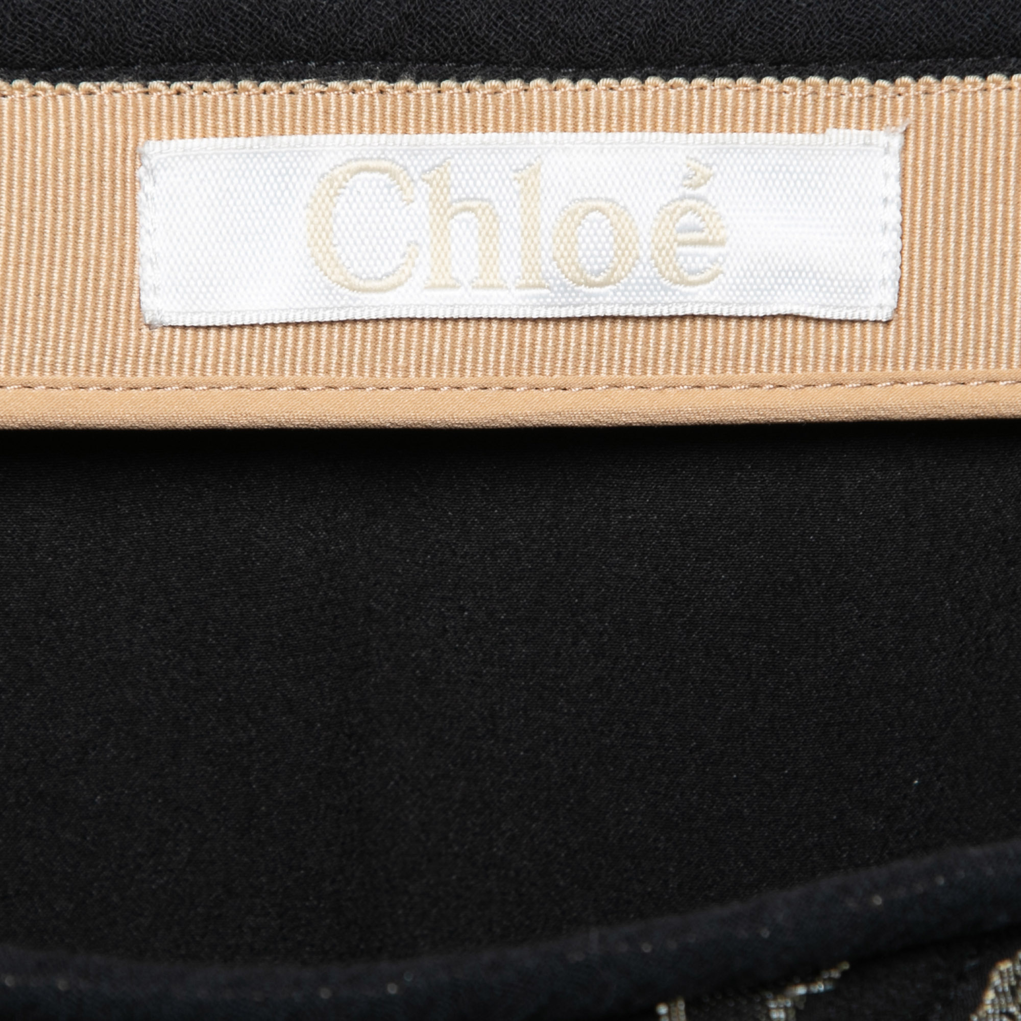 Chloe Black Lurex Jacquard Cotton Pleated Skirt M