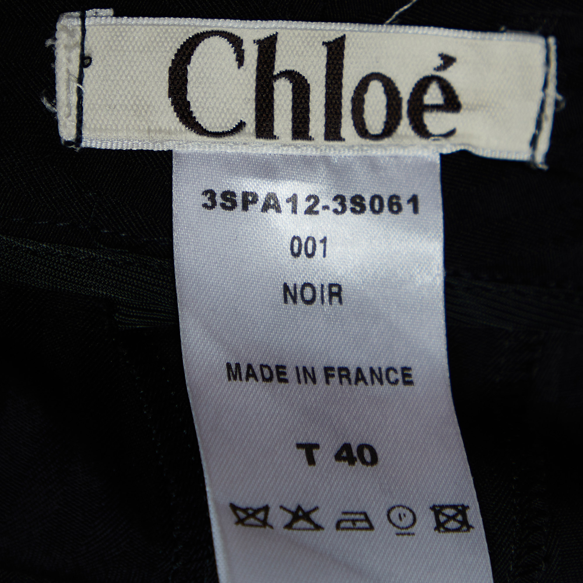 Chloe Black Wool Striped Flared Trousers S