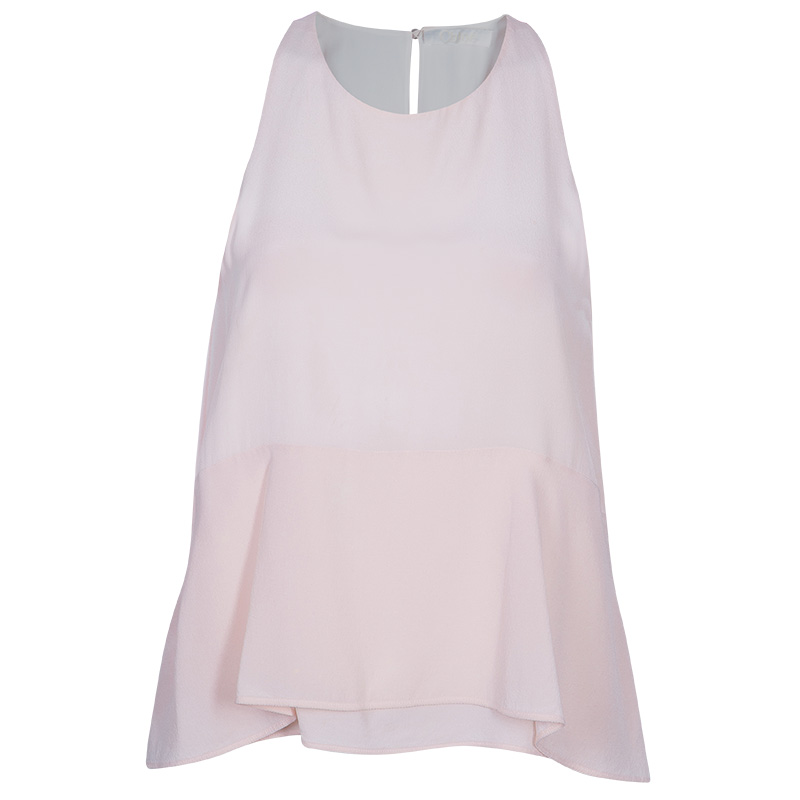 Image of Chloe Pale Pink Silk Sleeveless Top S