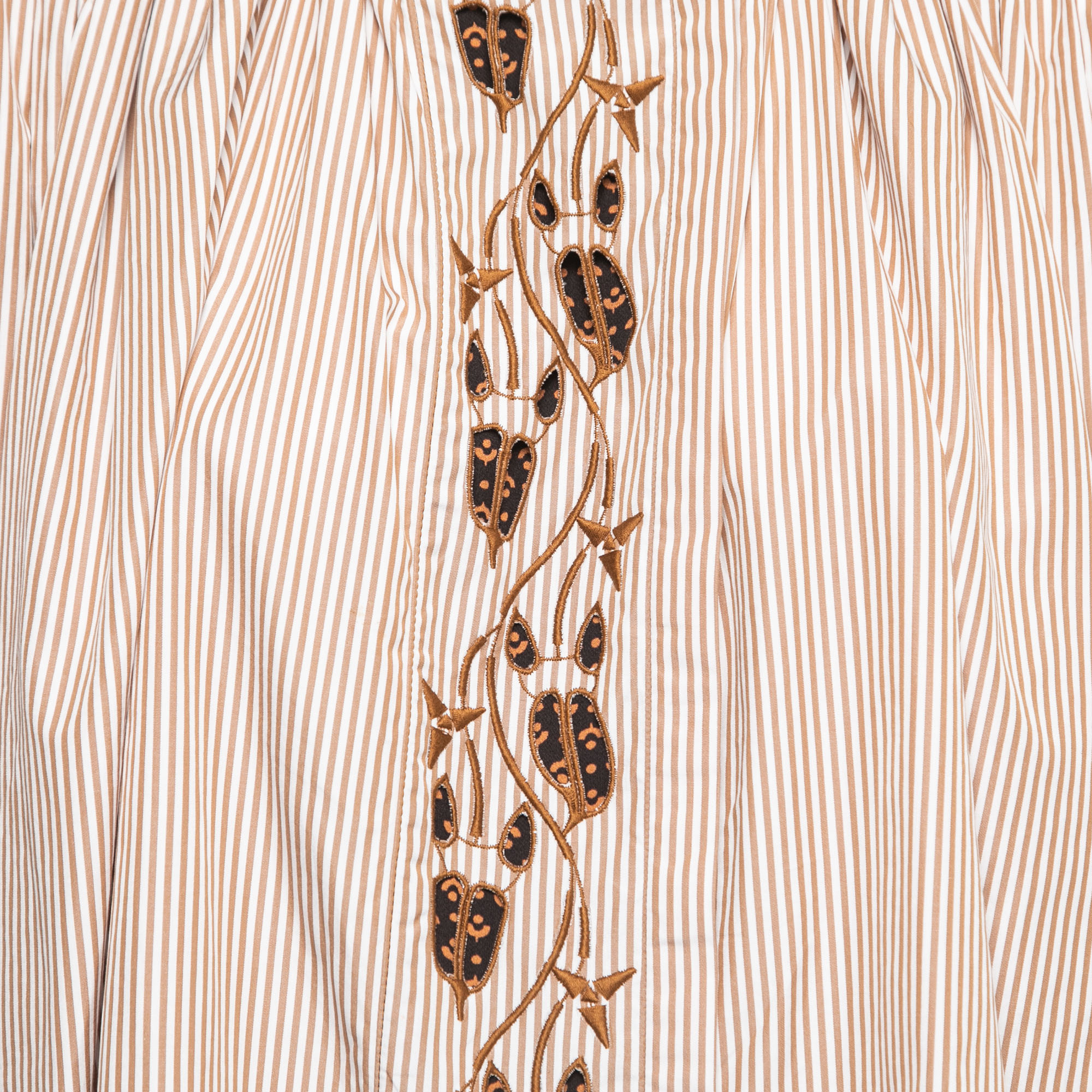 Chloe Beige Striped Cotton Embroidered Blouse M