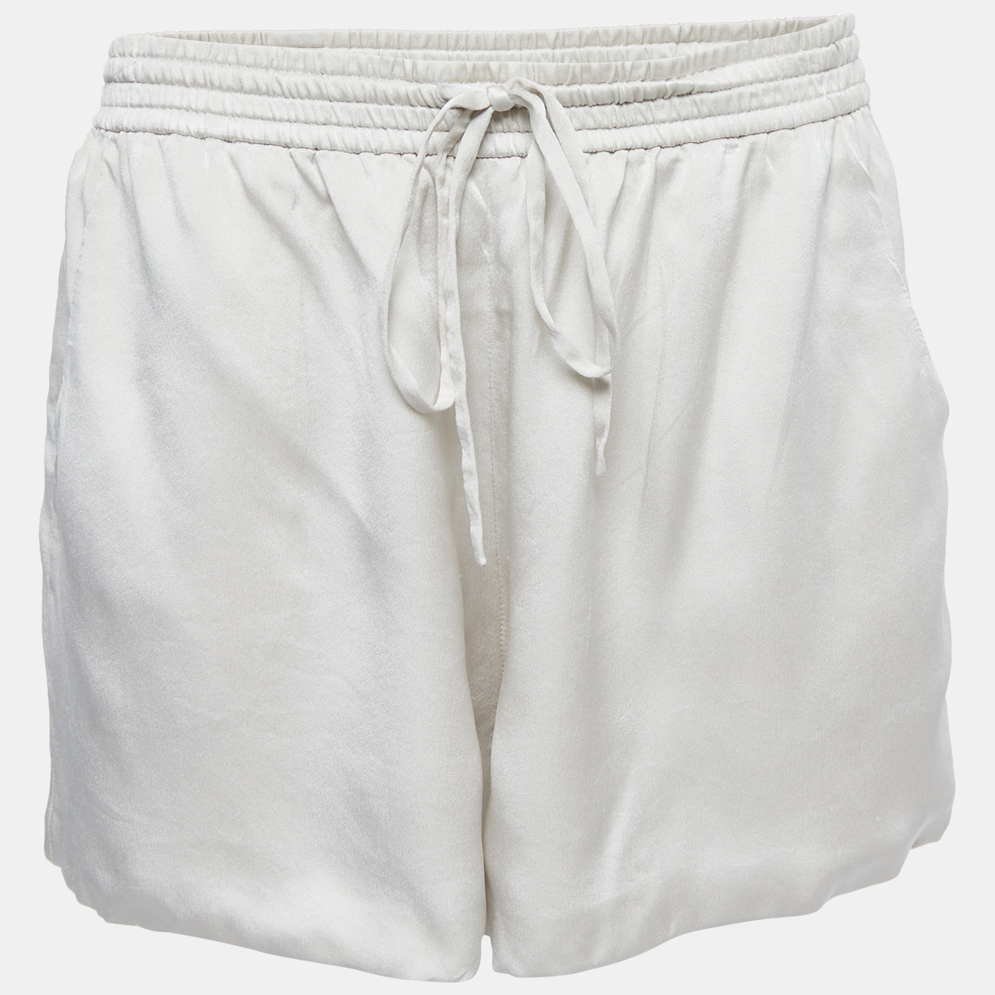 

Chloe Off-White Satin Silk Elasticized Waist Shorts
