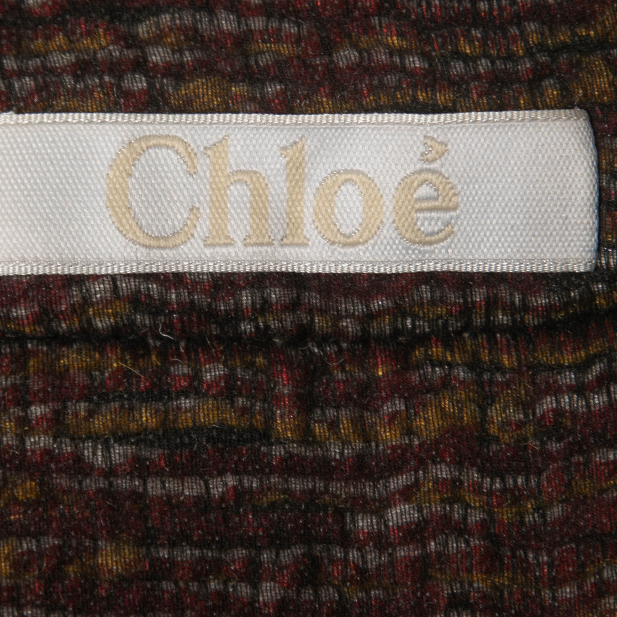 Chloe Multicolor Tribal Patterned Boucle Tweed Cape Coat S